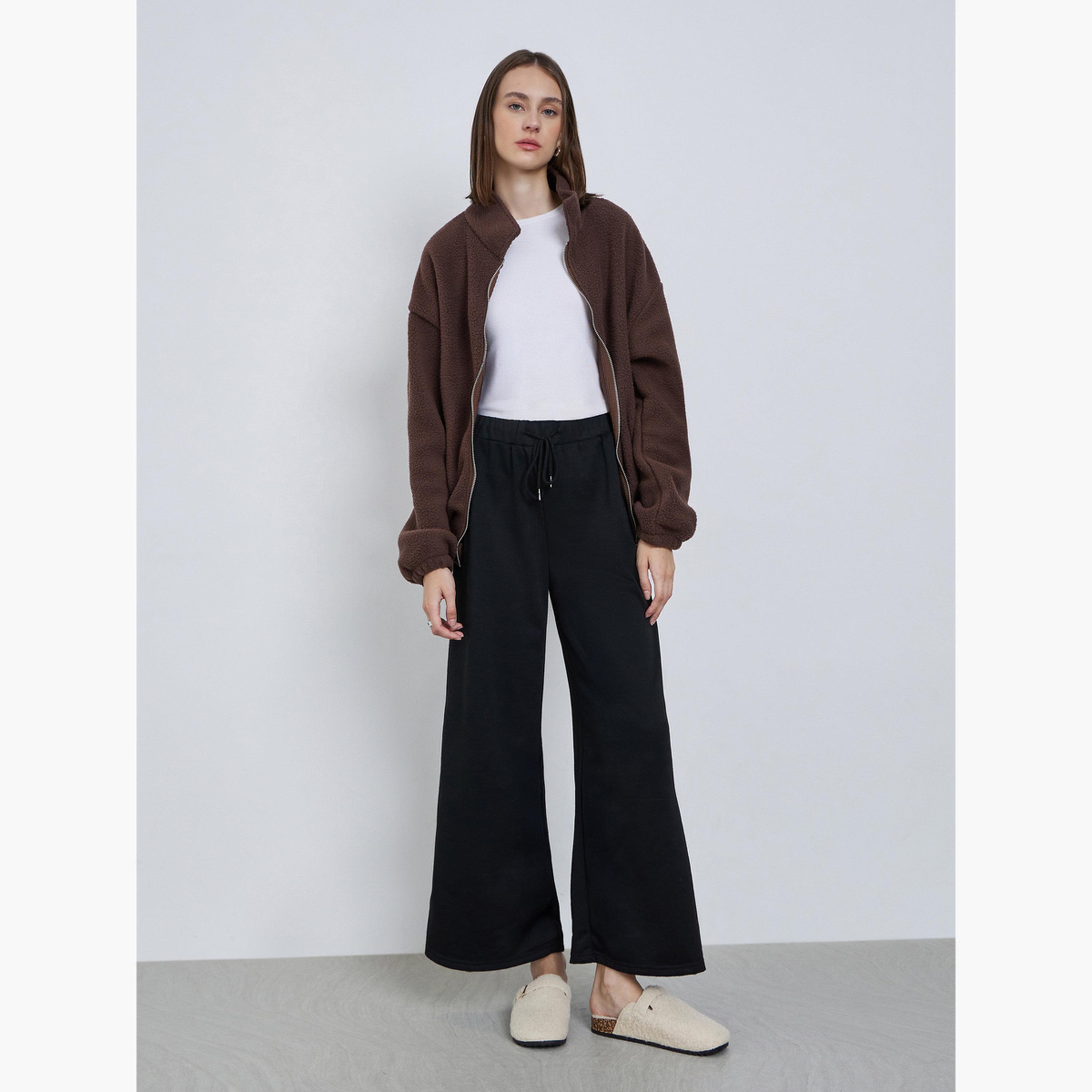 ستايلي - سترة صوفية تصميم واسع ذات ياقة باللون البني للنساء -women-winterwear-coatsandjackets-jackets-image-2