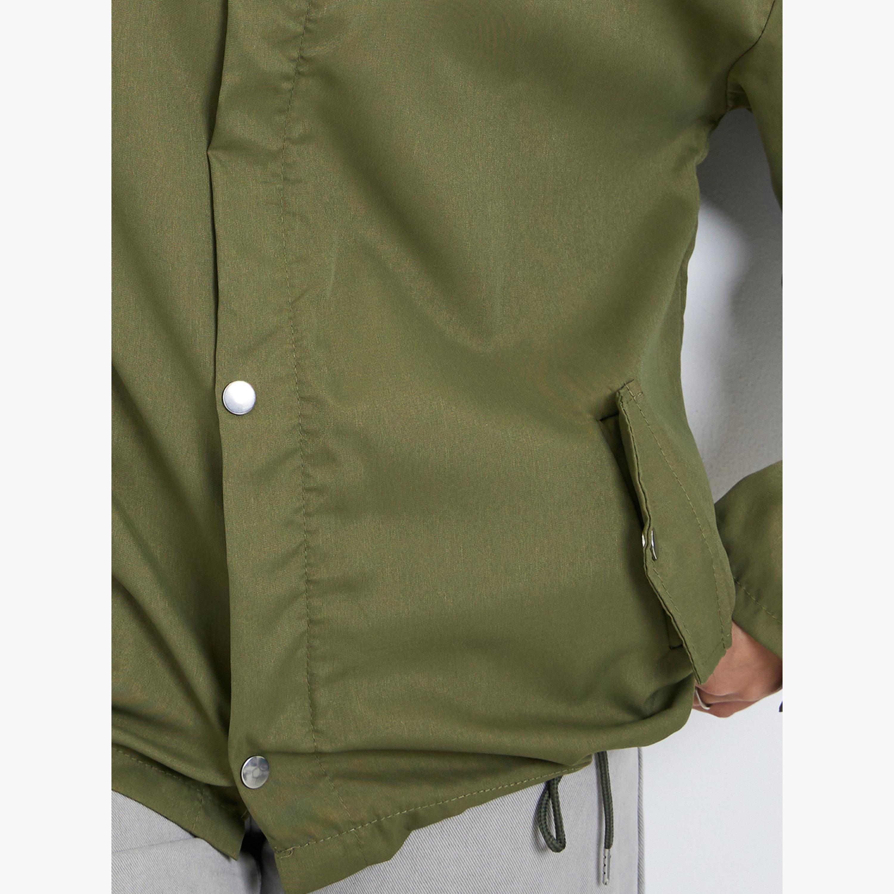 Styli Solid High Neck Long Sleeves Women's Snap Button Utility Jacket-women-winterwear-coatsandjackets-jackets-image-5