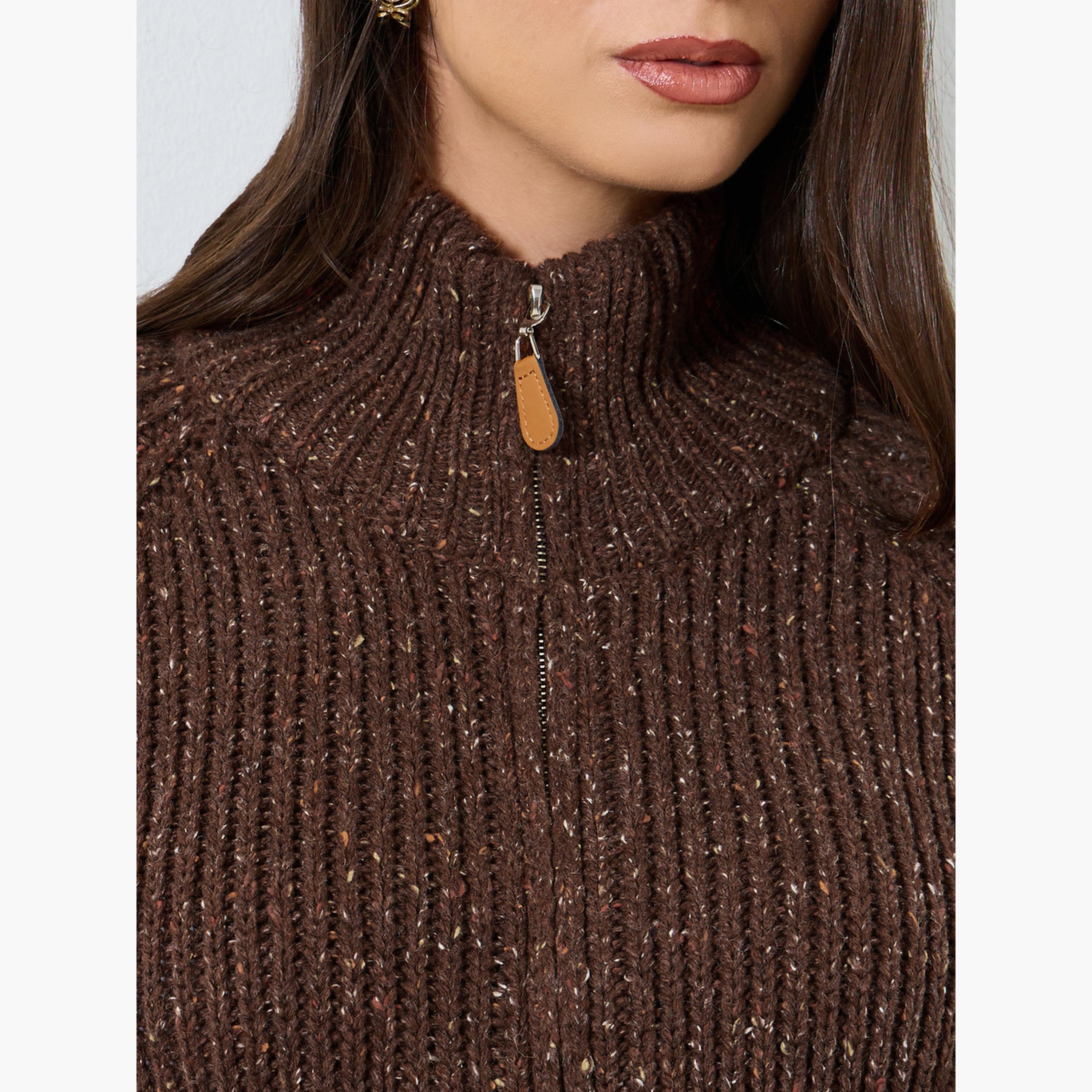 ستايلي - كارديغان بني بقصّة عادية متعدد الخيوط للنساء -women-winterwear-cardigansandjumpers-cardigans-image-3