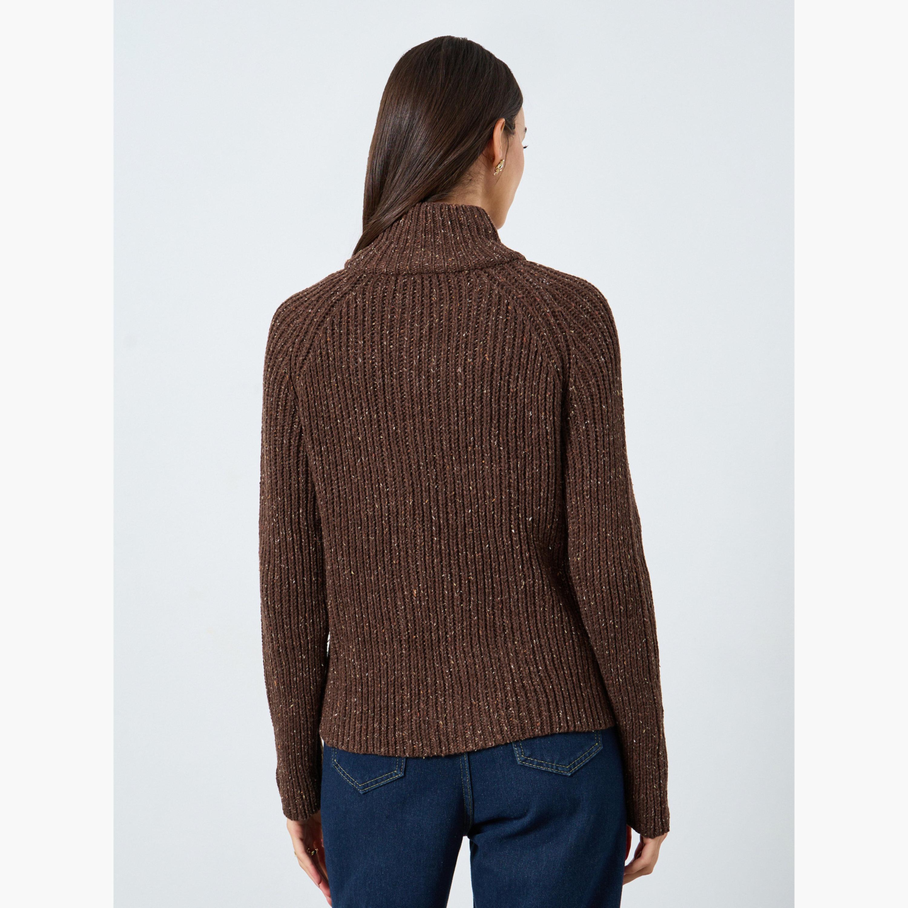 ستايلي - كارديغان بني بقصّة عادية متعدد الخيوط للنساء -women-winterwear-cardigansandjumpers-cardigans-image-4