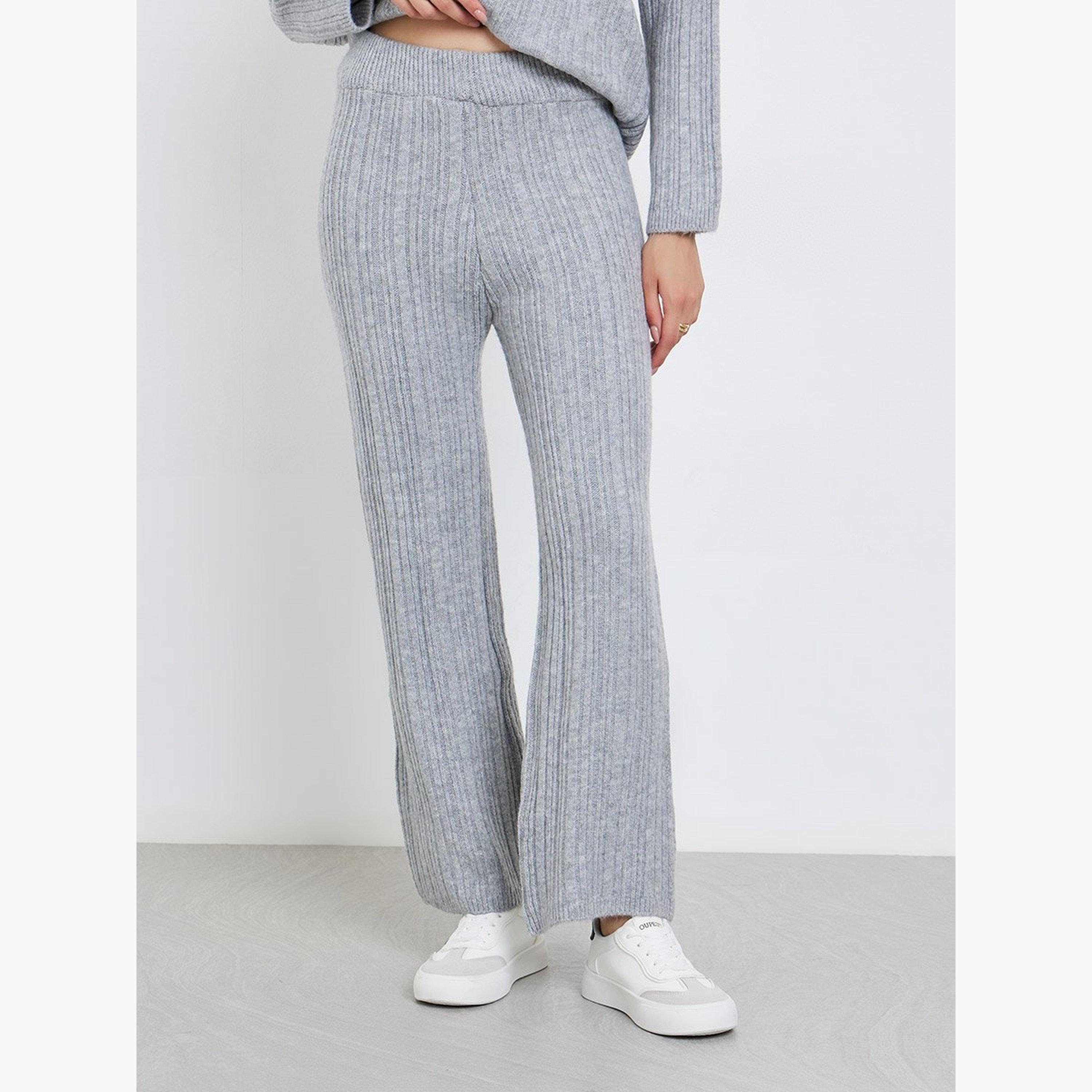 Styli Grey Ribbed Knit Sweater and Pants Co-Ords-women-clothing-coordsets-image-4