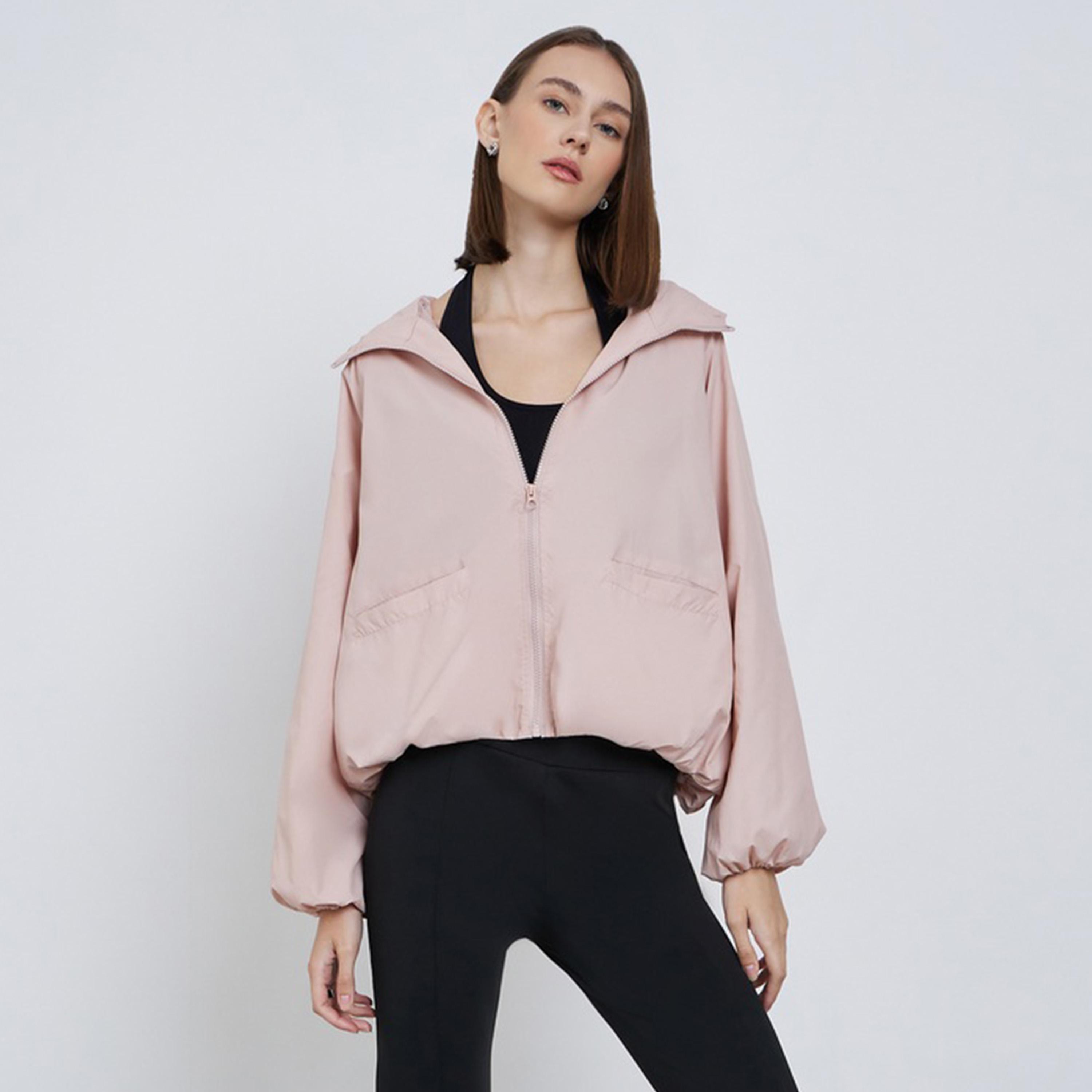 ستايلي - جاكيت بومبر وردي بقصّة عادية وغطاء للرأس-women-winterwear-coatsandjackets-jackets-image-1
