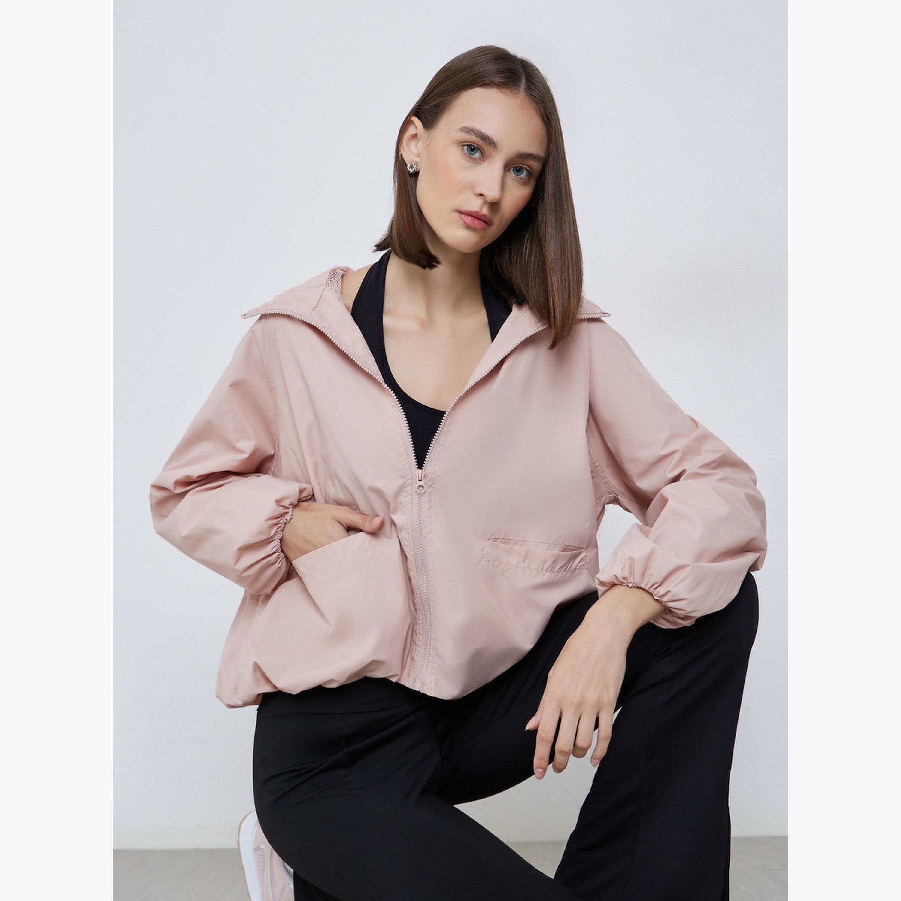 ستايلي - جاكيت بومبر وردي بقصّة عادية وغطاء للرأس-women-winterwear-coatsandjackets-jackets-image-3