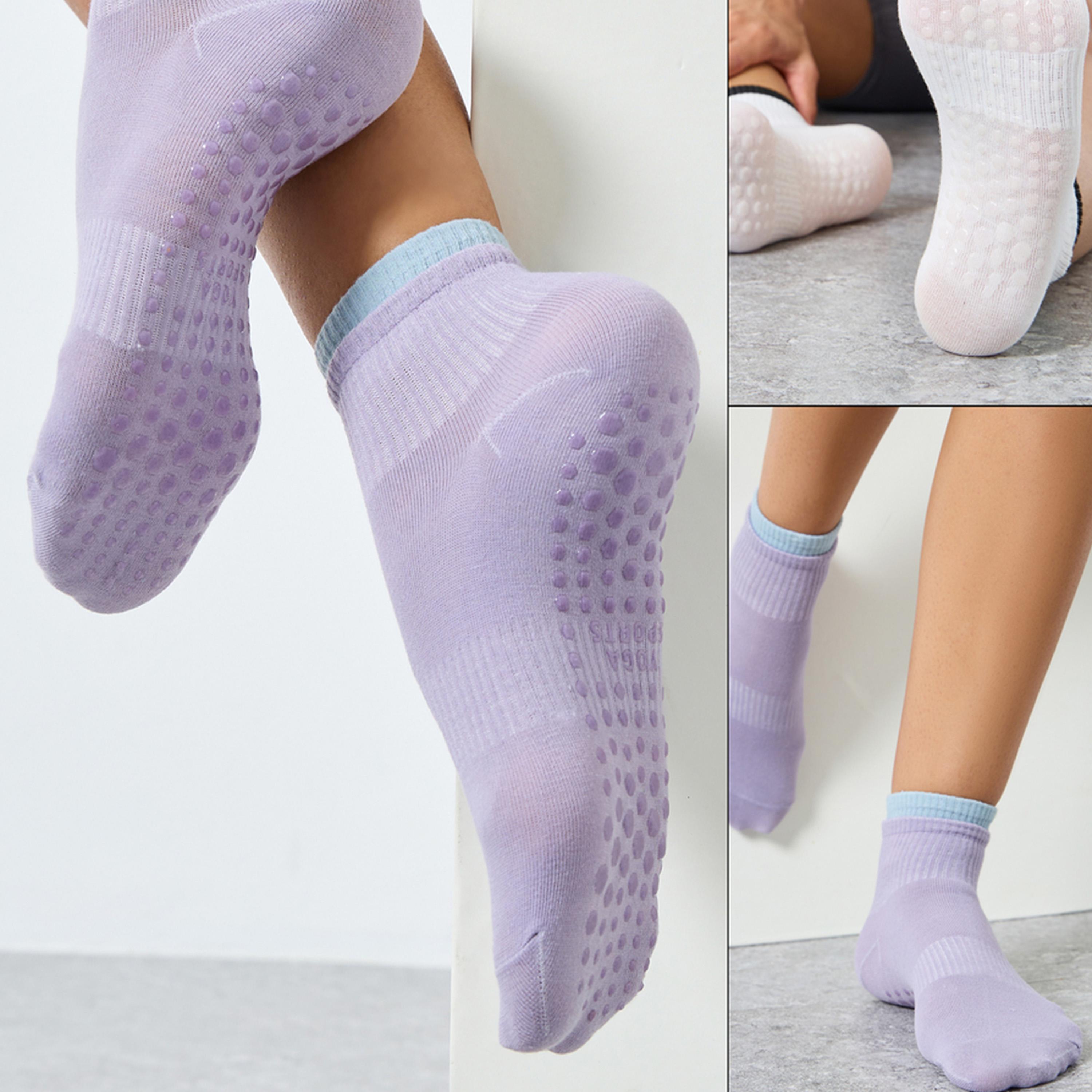 Styli Pack of 2 - Contrast Trim Silicon Pad Base Socks-sports-gear-gym-image-1