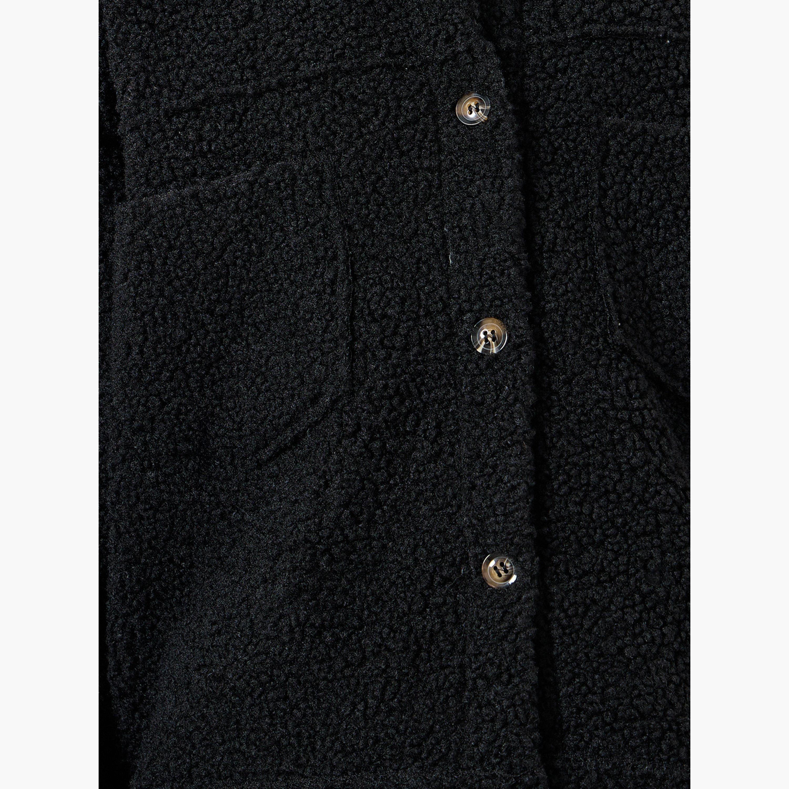 Styli Textured Collared Long Sleeves Women's Button Through Jacket-women-winterwear-coatsandjackets-jackets-image-5