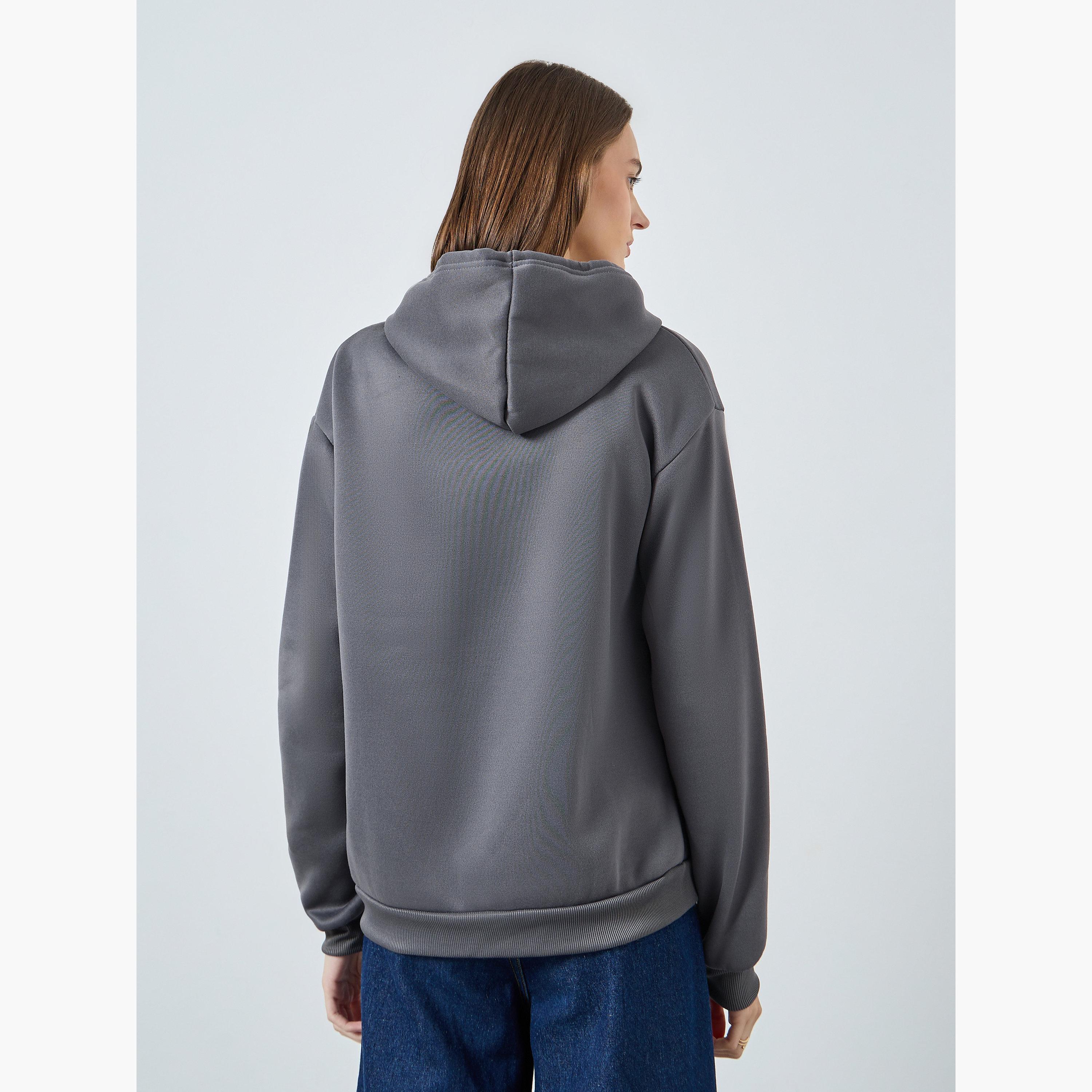 ستايلي - هودي سادة تصميم واسع مع جيوب أمامية للنساء -women-clothing-hoodiesandsweatshirts-hoodies-image-4