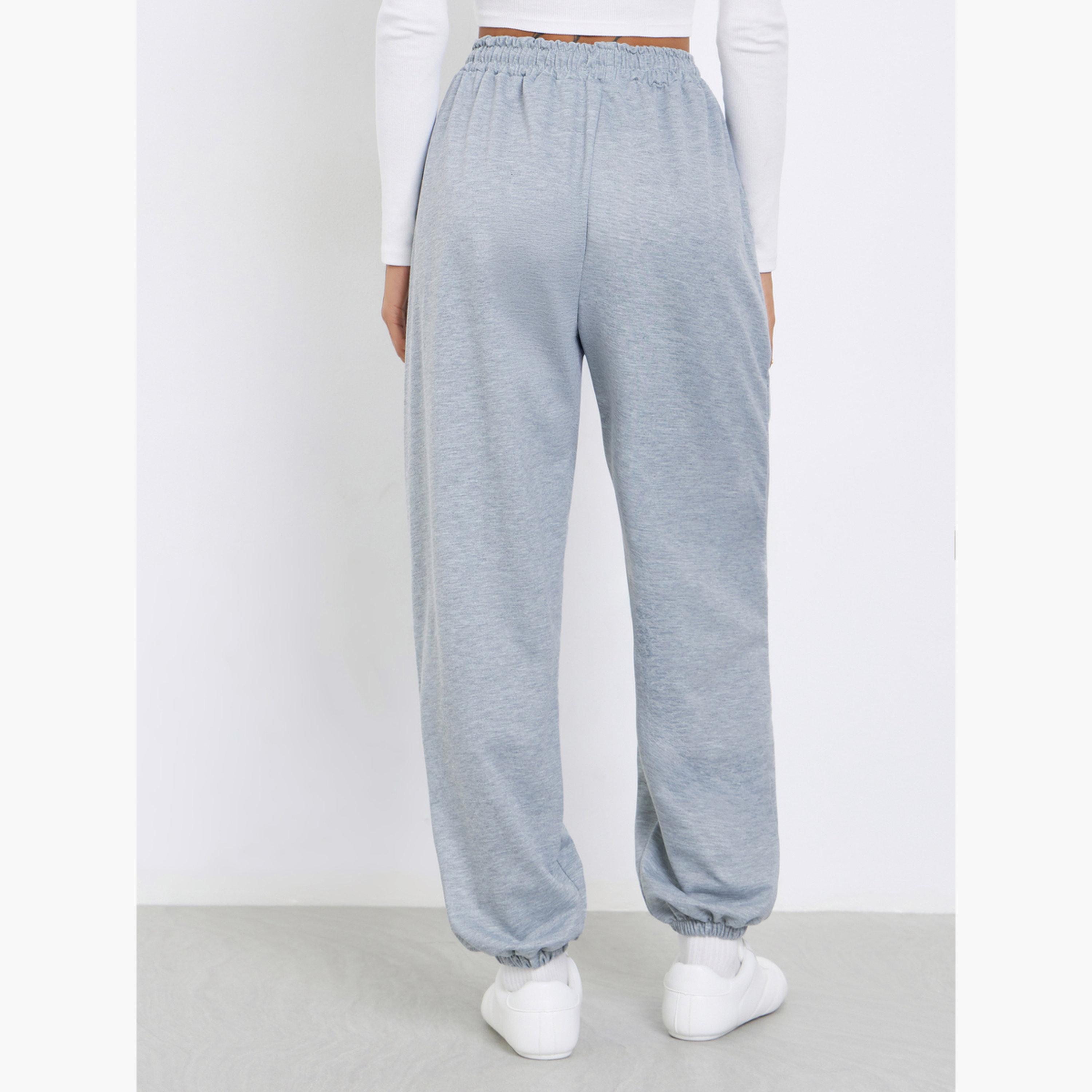 Styli Women Grey Solid Wide Leg Cuffed Joggers-women-clothing-bottoms-joggers-image-4