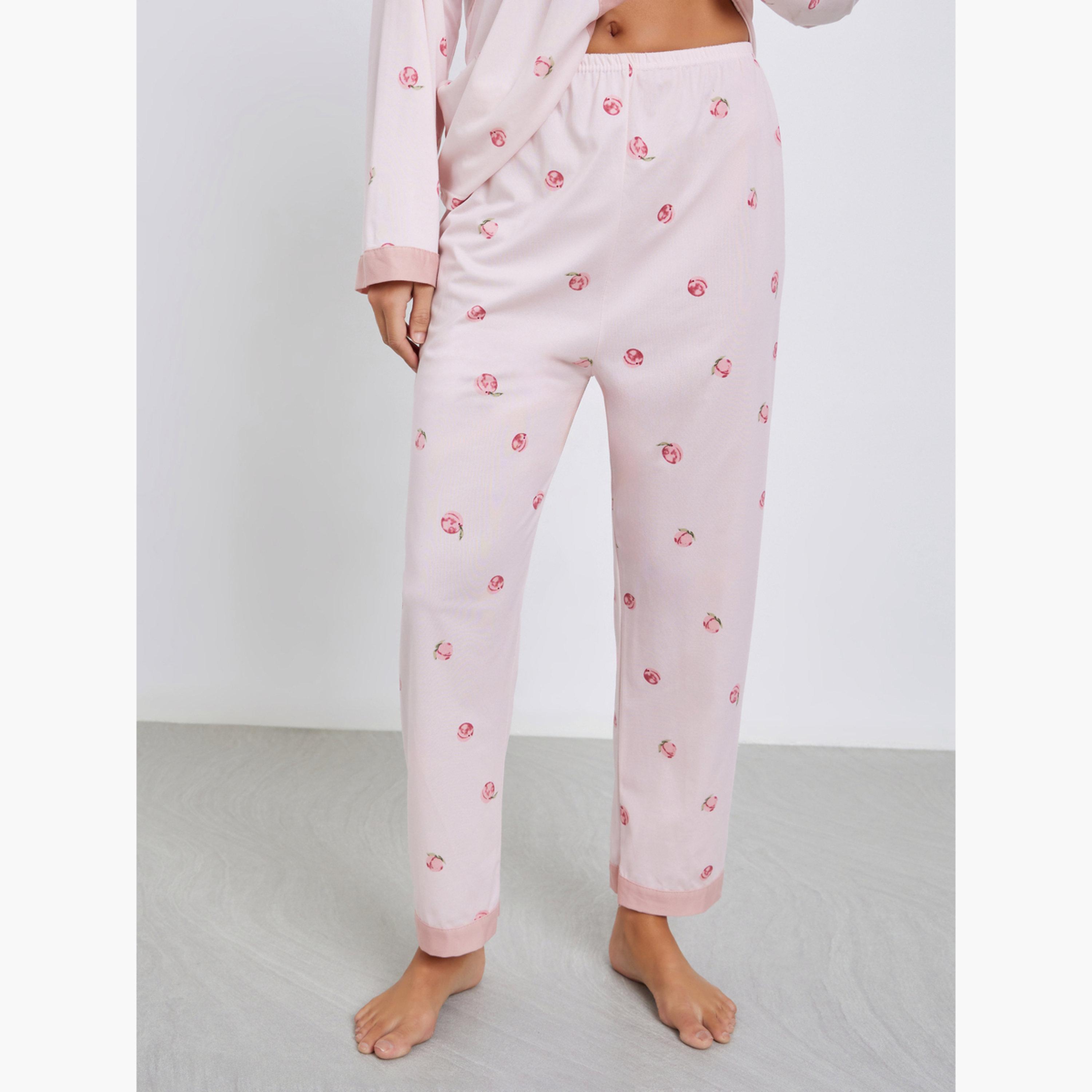 ستايلي - بيجاما قميص خوخي منقوش للنساء-women-clothing-nightwear-pyjamas-longsets-image-4