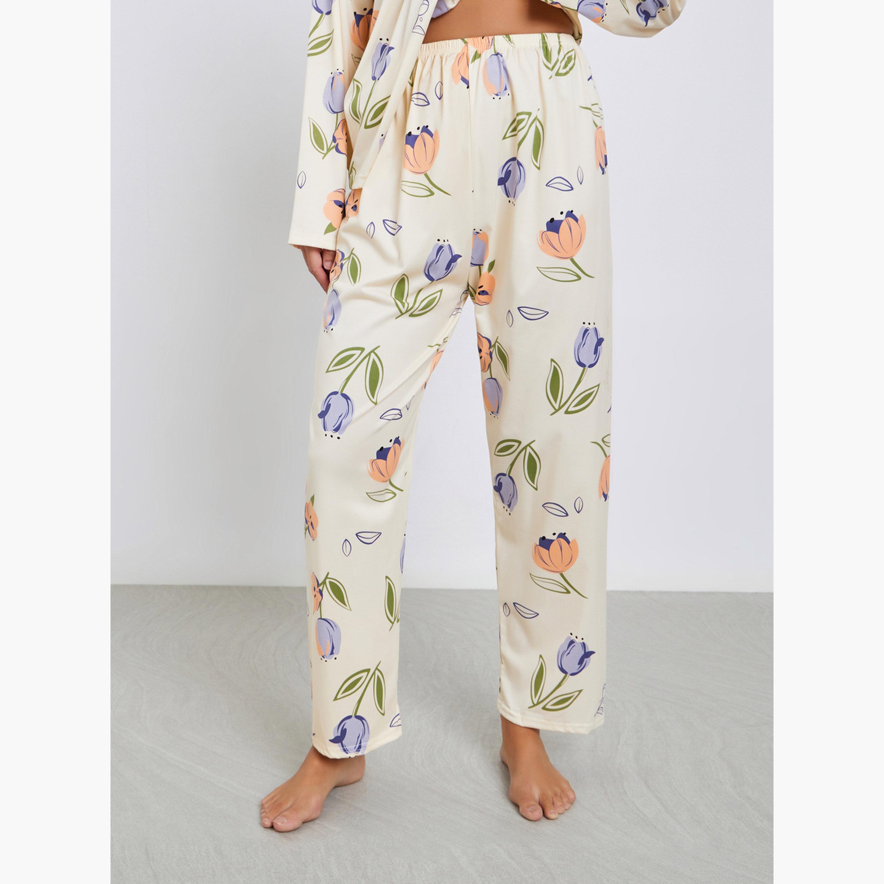 Styli Women Floral Print Shirt and Pyjama Set-women-clothing-nightwear-pyjamas-longsets-image-3