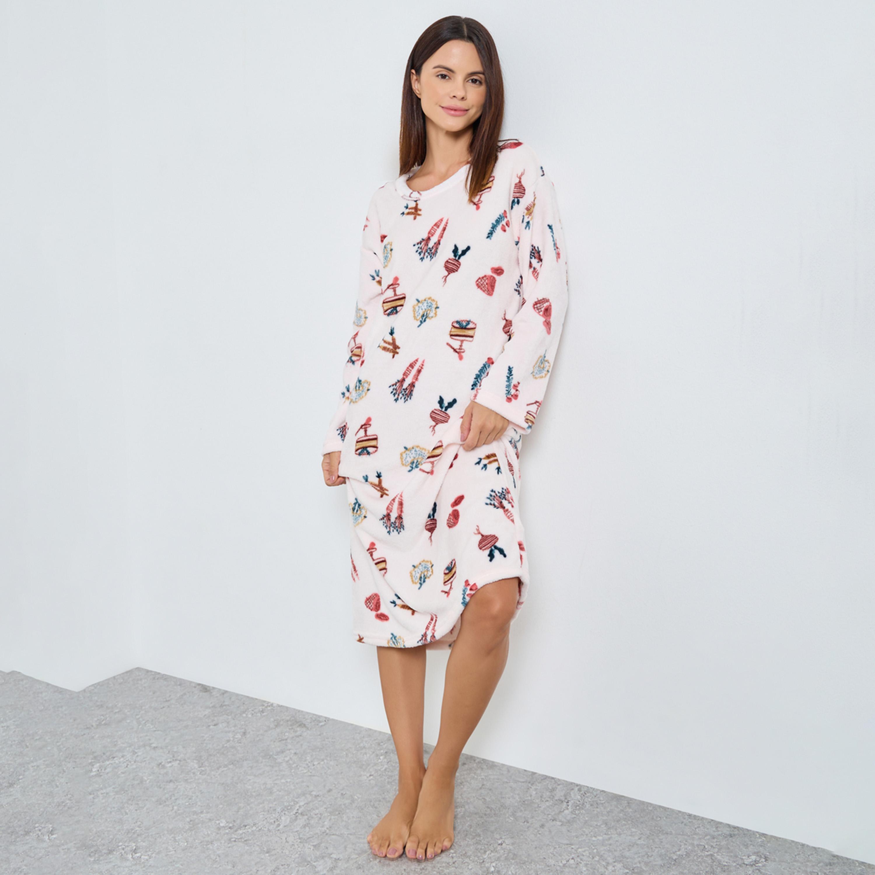 ستايلي - قميص نوم من الصوف المنقوش-women-clothing-nightwear-nighties-image-1