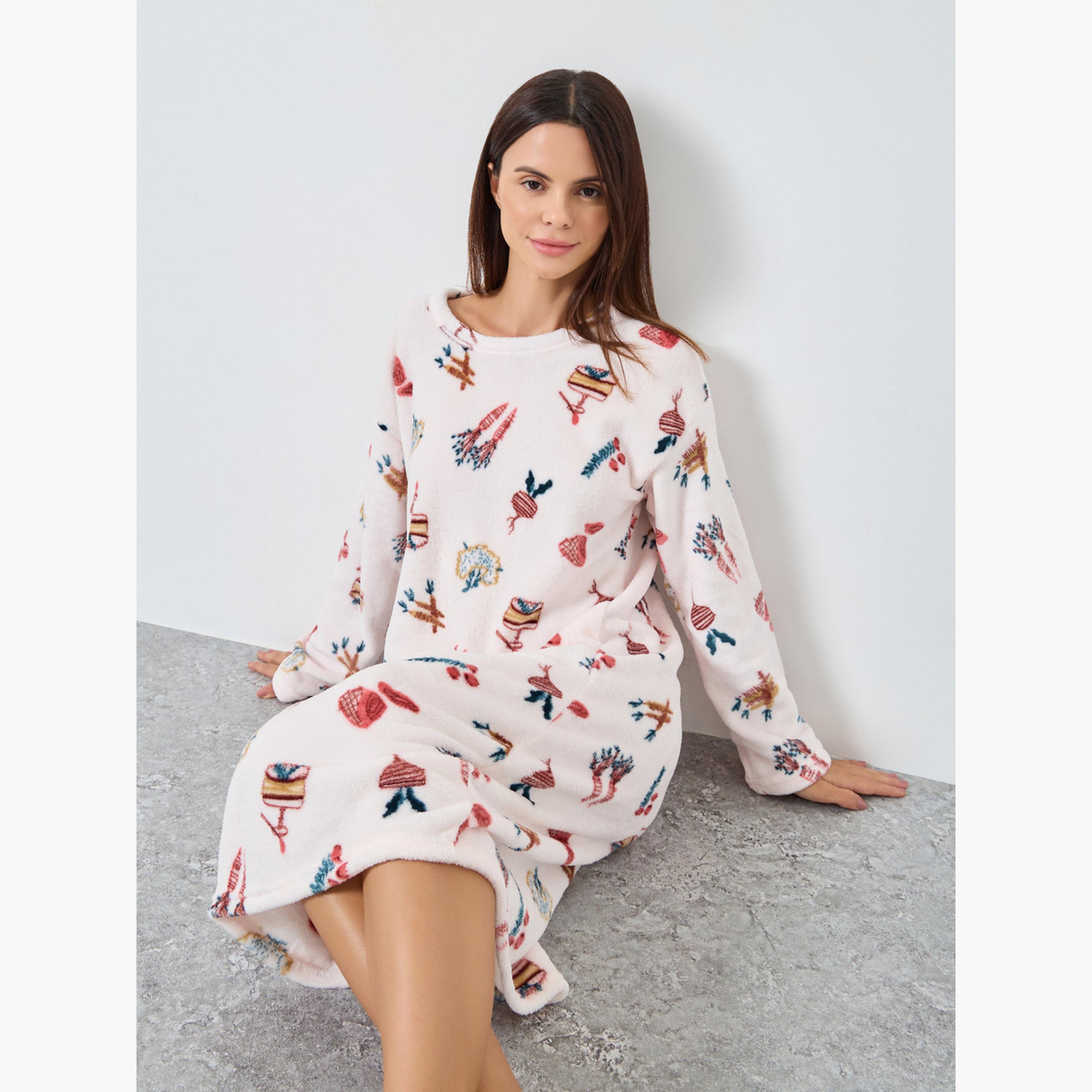ستايلي - قميص نوم من الصوف المنقوش-women-clothing-nightwear-nighties-image-2