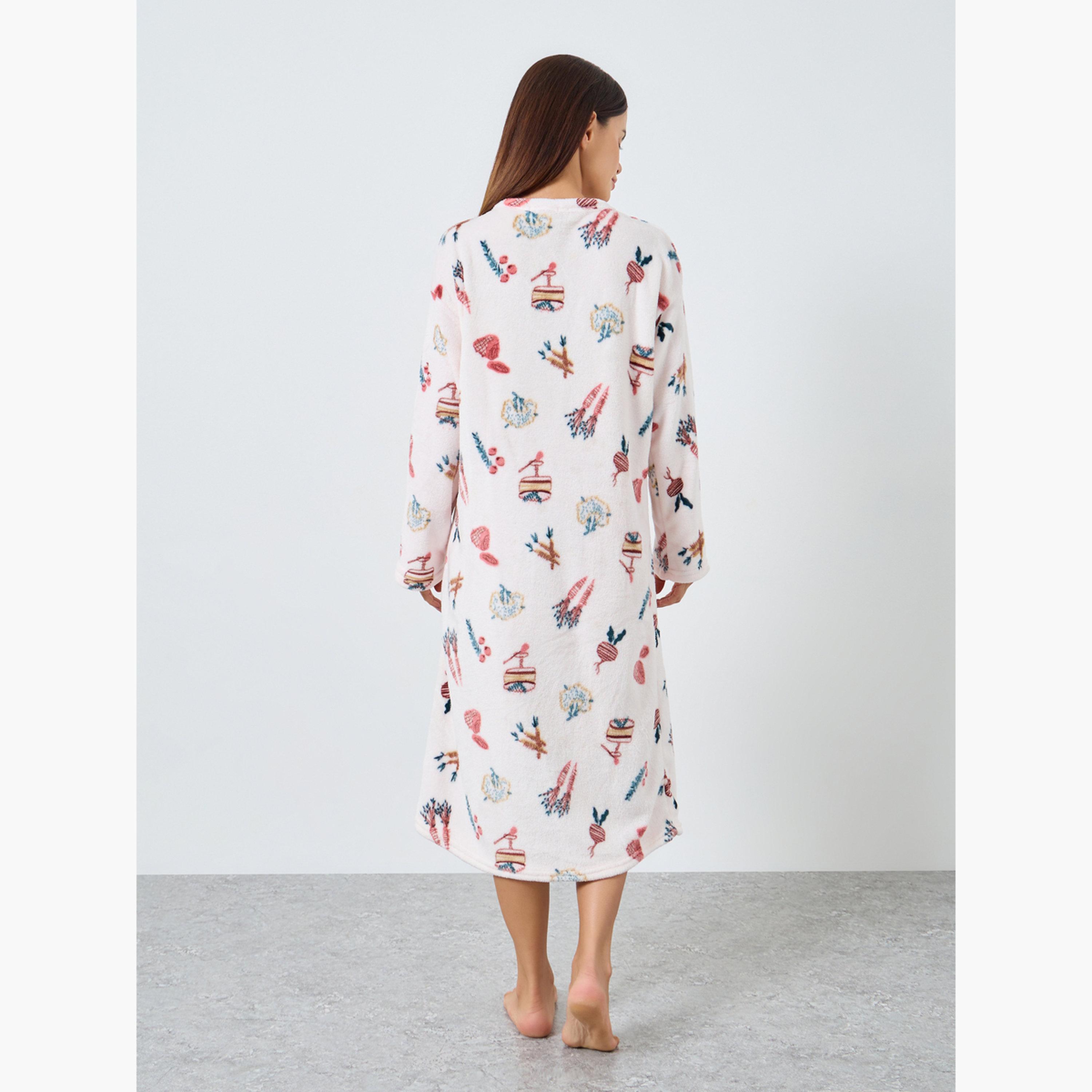 ستايلي - قميص نوم من الصوف المنقوش-women-clothing-nightwear-nighties-image-3
