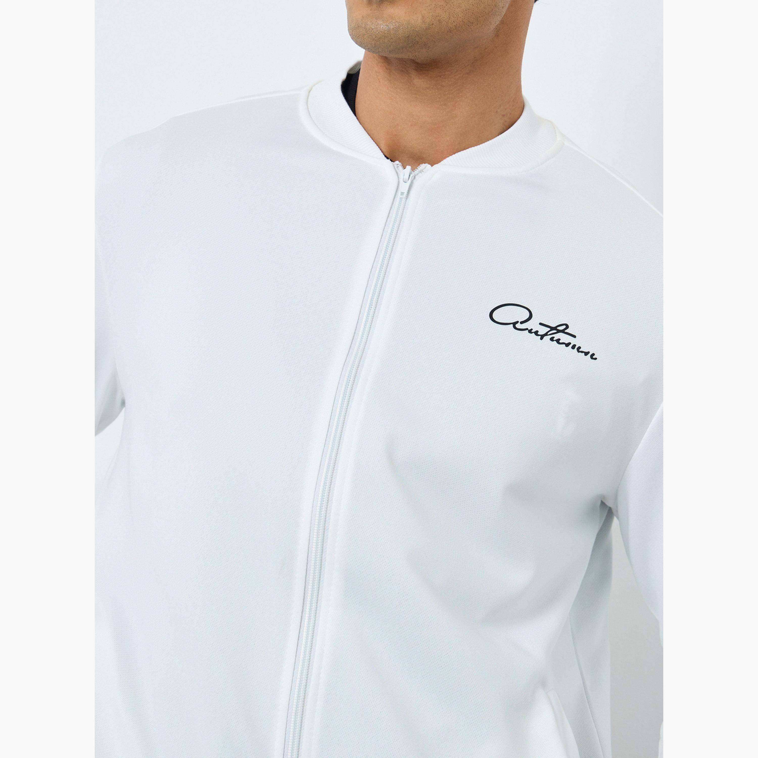 Take Two Text Print Round Neck Long Sleeves Men's Zip Through Bomber Sweatshirt-men-clothing-jacketsandblazers-jackets-image-5