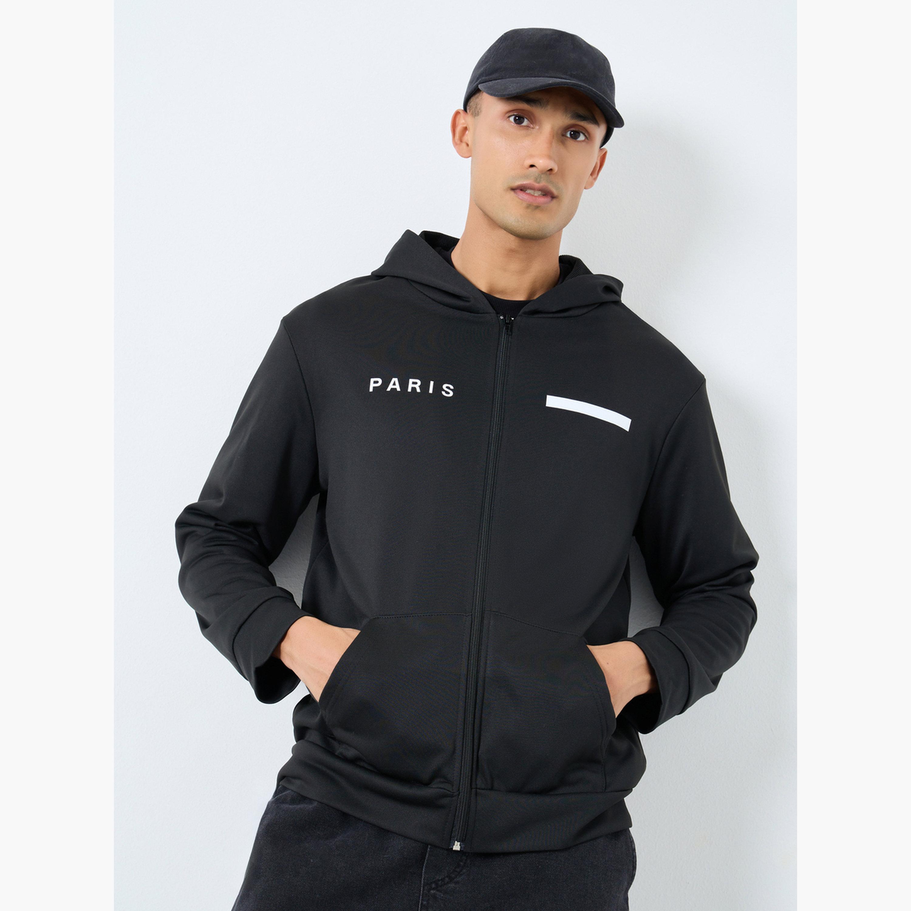 تيك تو - جاكيت رجالي أسود بسحاب وغطاء للرأس-men-winterwear-jacketsandblazers-image-3