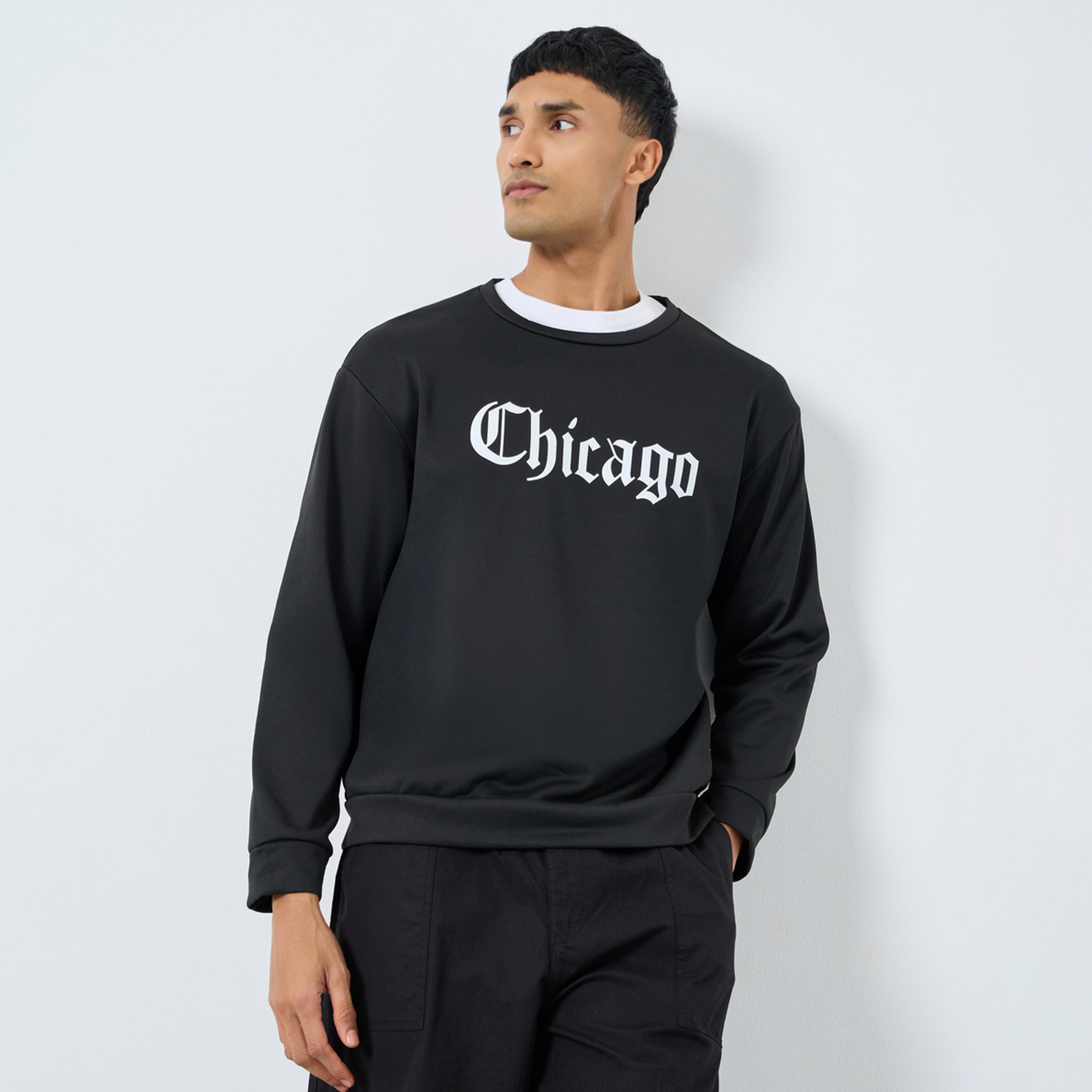 Take Two Chicago Graphic Round Neck Long Sleeves Men's Pullover Sweatshirt-men-winterwear-hoodiesandsweatshirts-image-1
