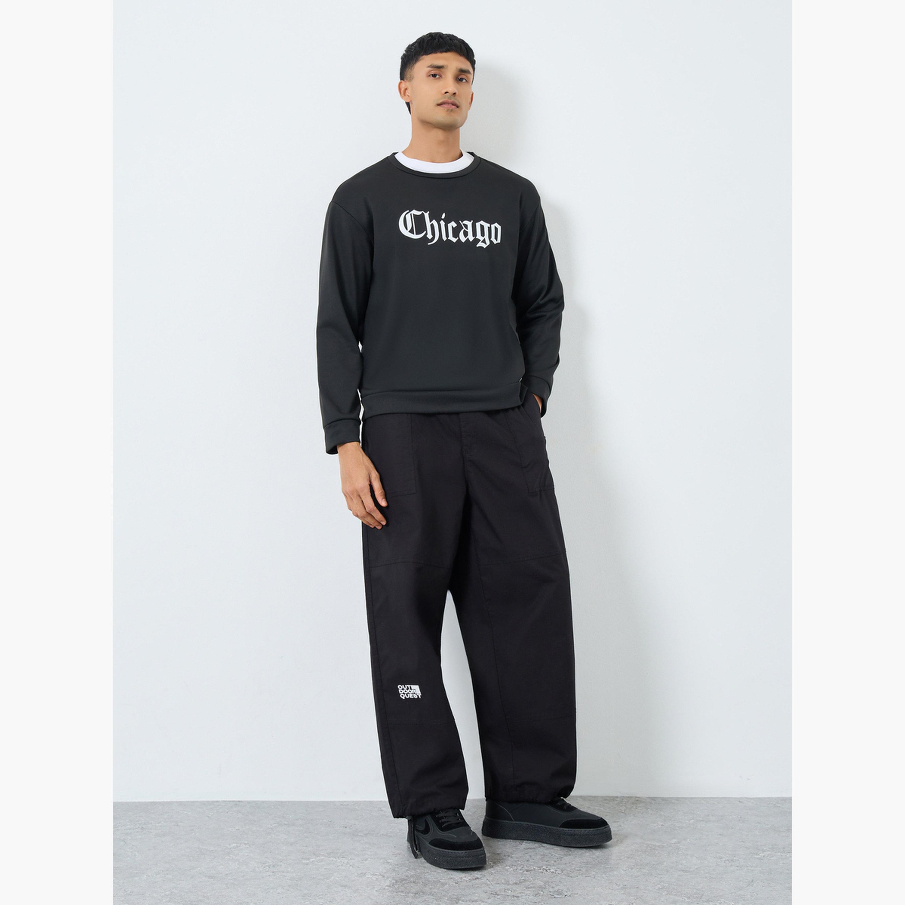 Take Two Chicago Graphic Round Neck Long Sleeves Men's Pullover Sweatshirt-men-winterwear-hoodiesandsweatshirts-image-2