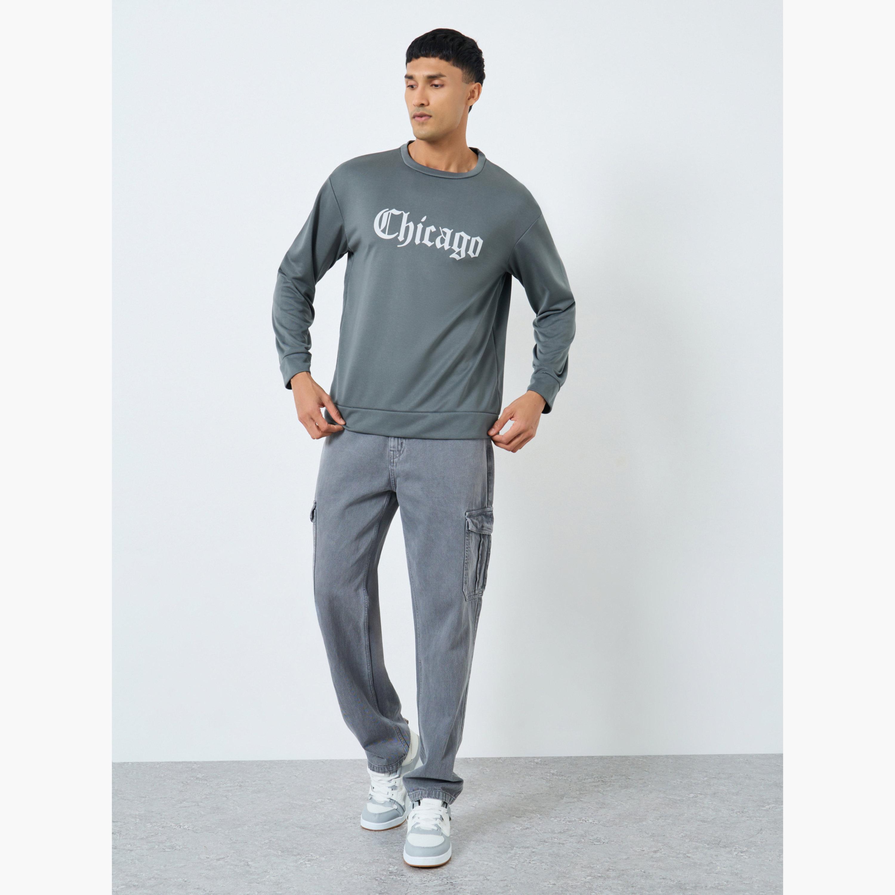 Take Two Chicago Graphic Round Neck Long Sleeves Men's Pullover Sweatshirt-men-winterwear-hoodiesandsweatshirts-image-2