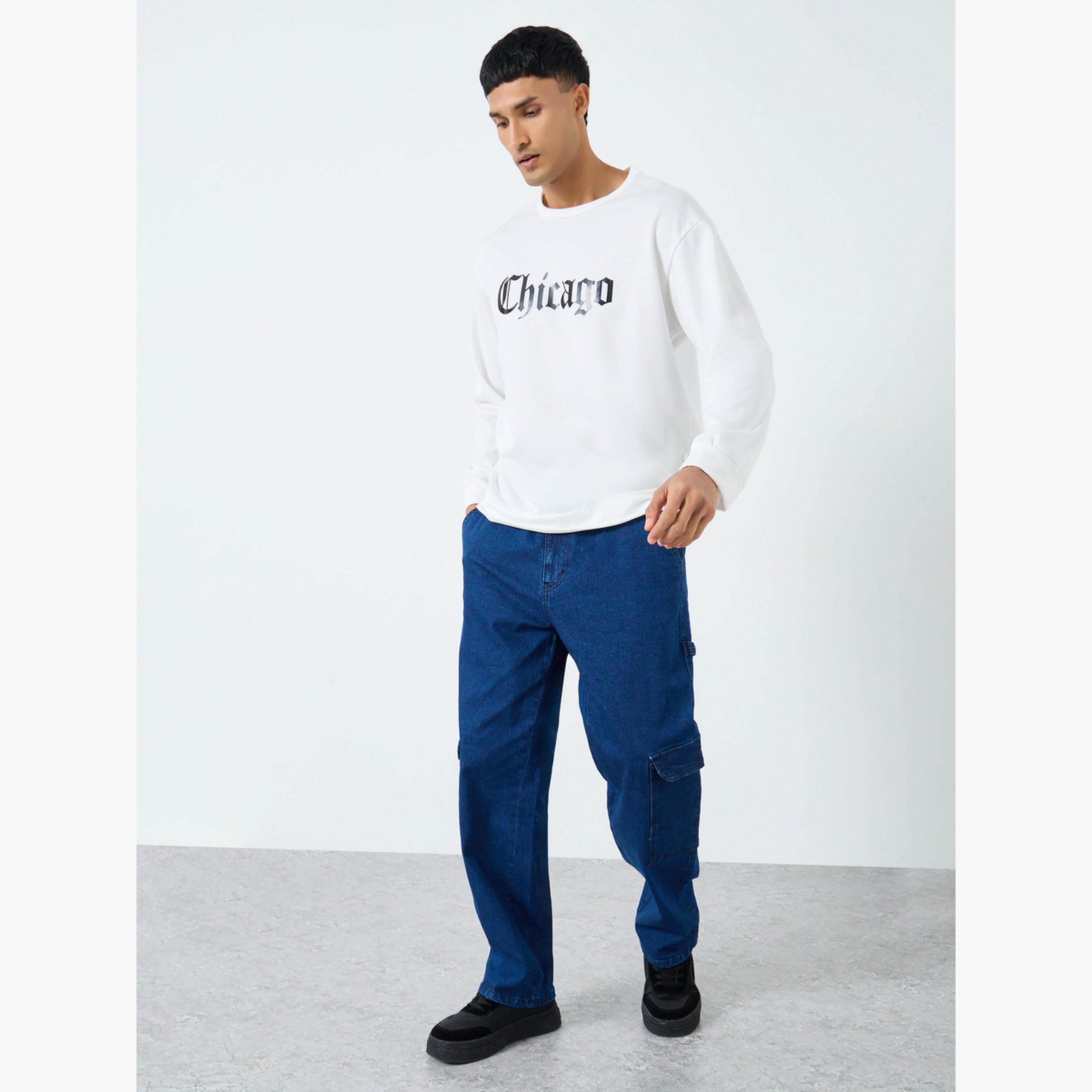 Take Two Chicago Graphic Round Neck Long Sleeves Men's Pullover Sweatshirt-men-winterwear-hoodiesandsweatshirts-image-2