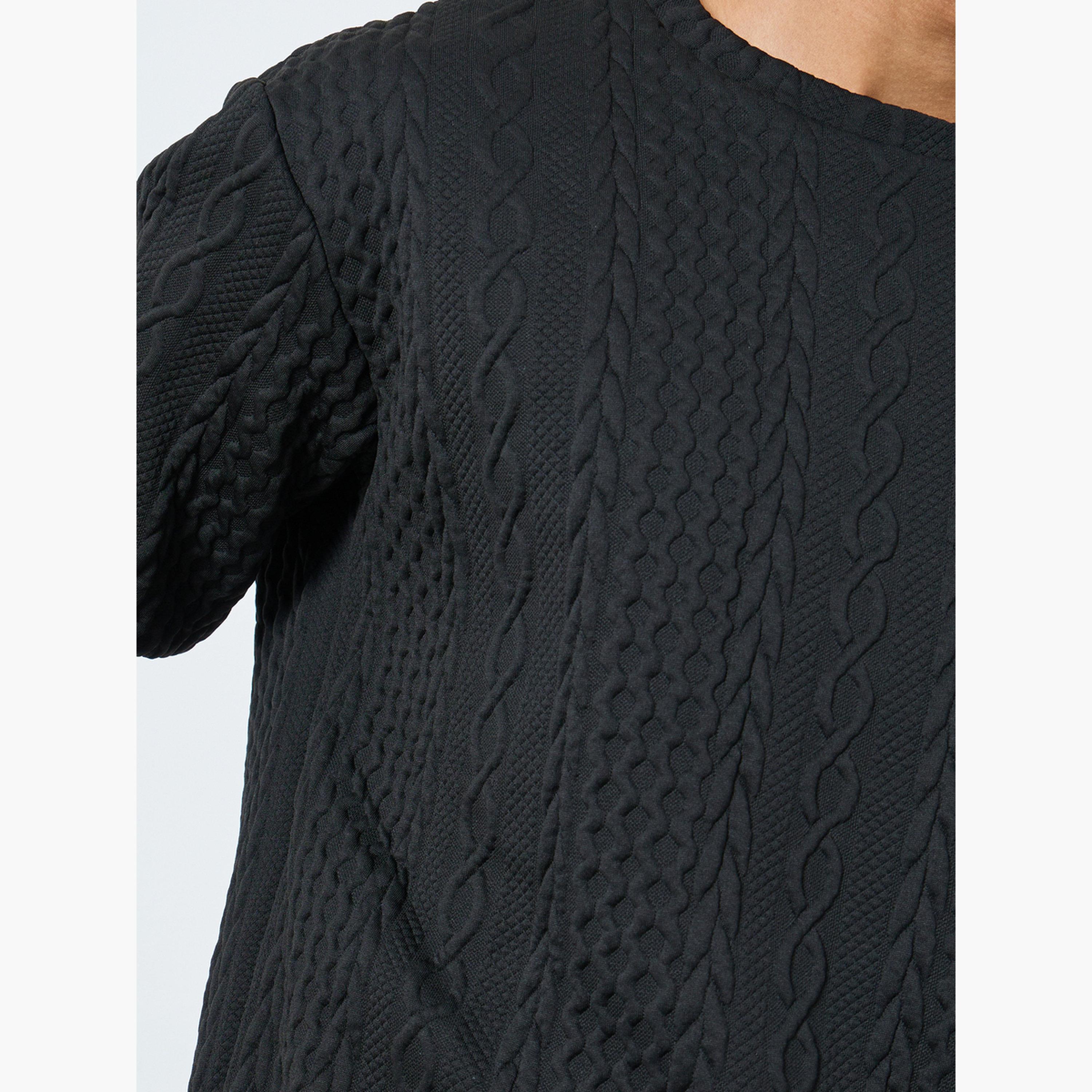 Take Two Men Black Cable Knit Relaxed Fit Sweater-men-clothing-sweatersandpullovers-image-3