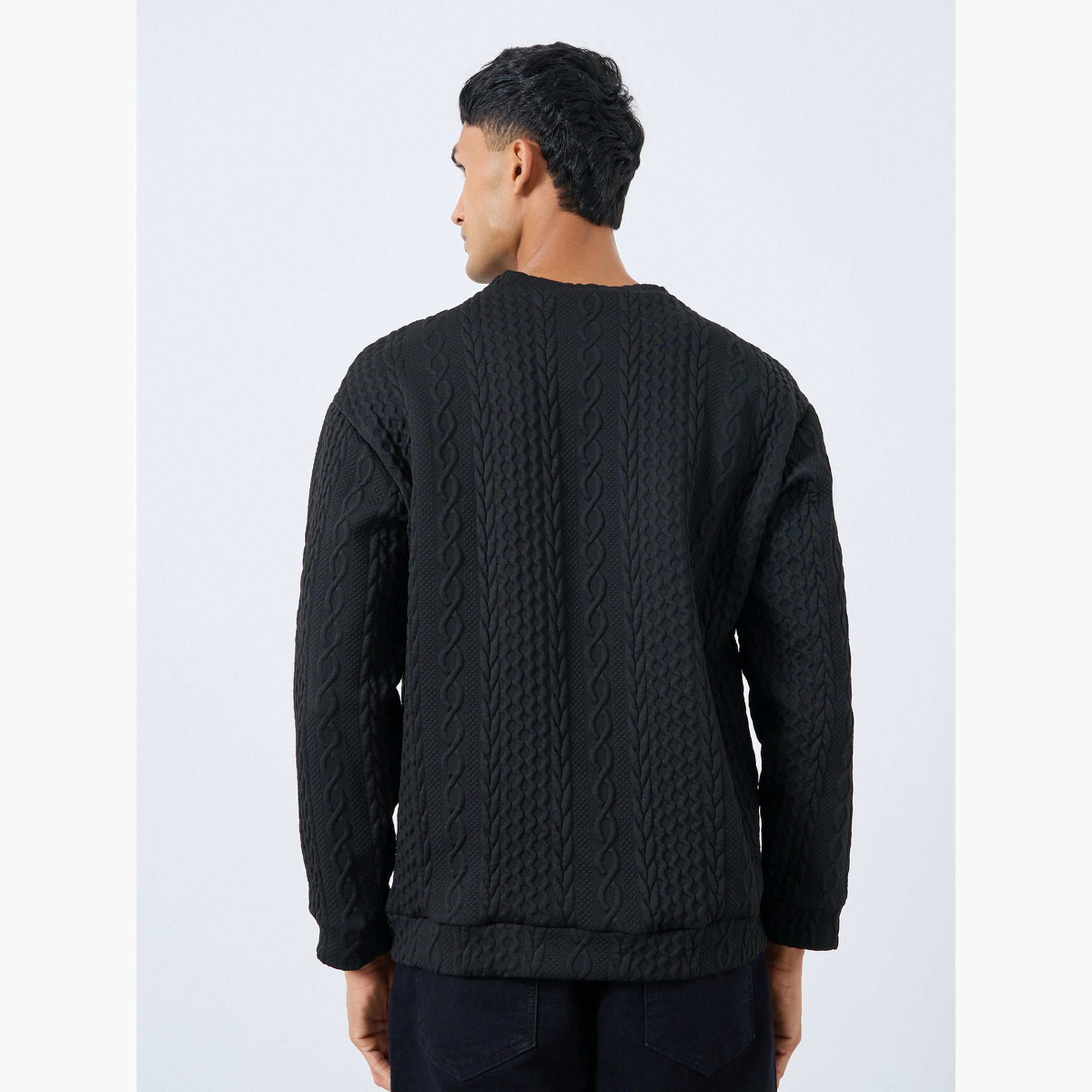 Take Two Men Black Cable Knit Relaxed Fit Sweater-men-clothing-sweatersandpullovers-image-4