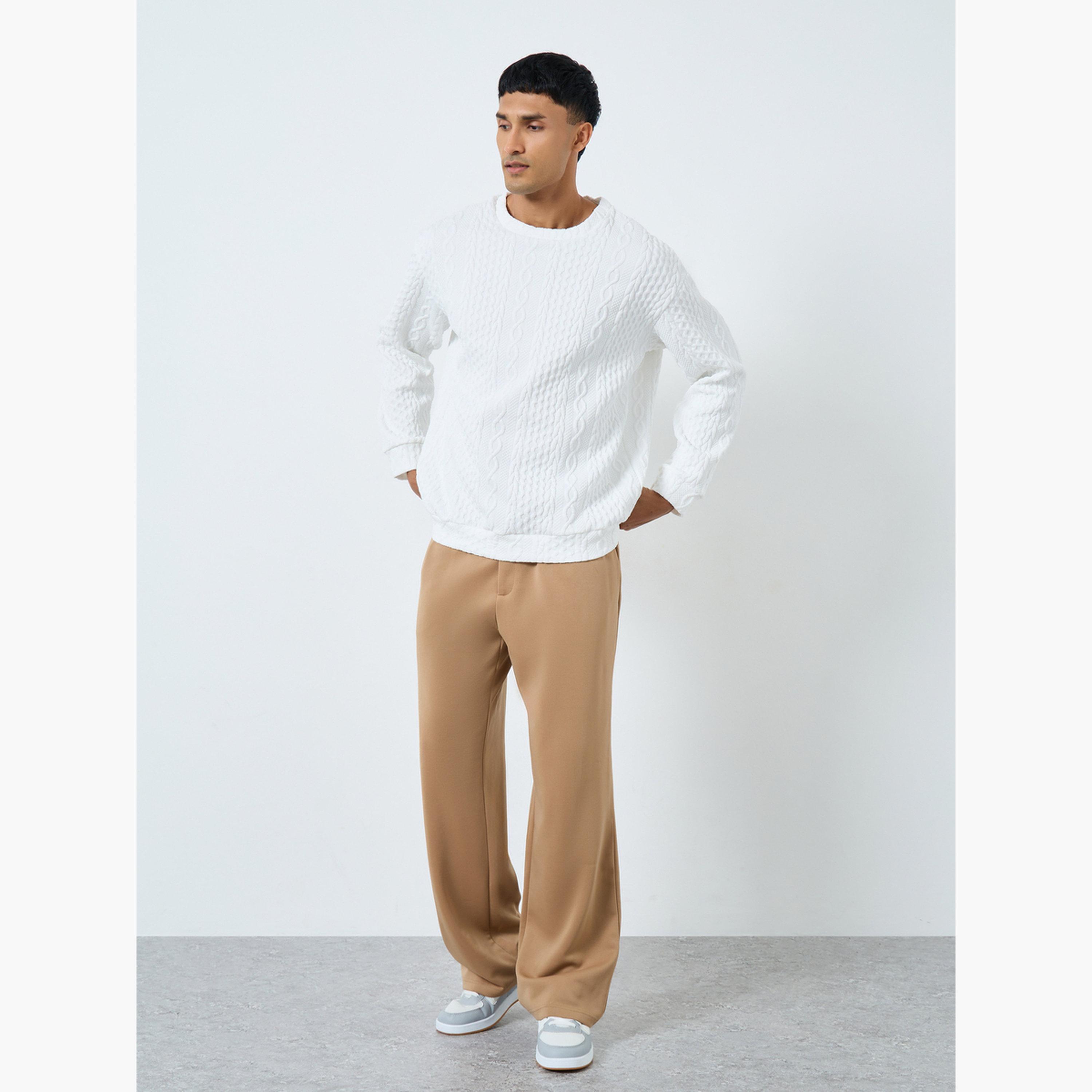 Take Two Men White Cable Knit Relaxed Fit Sweater-men-clothing-sweatersandpullovers-image-2