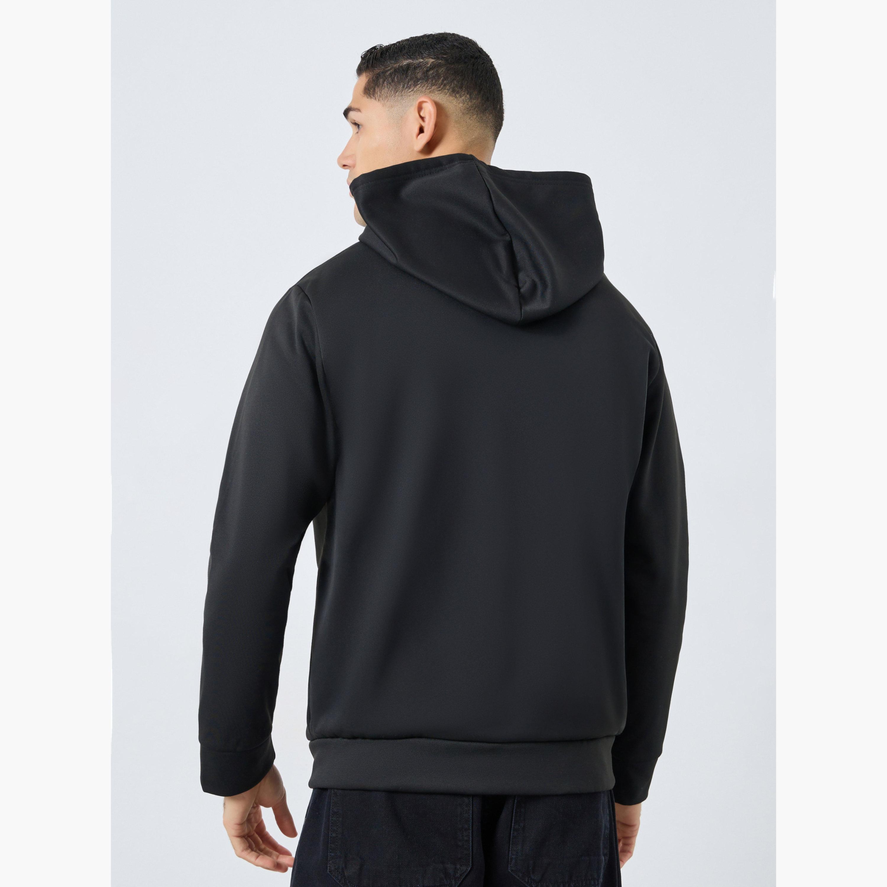 تيك تو - جاكيت رجالي أسود بسحاب داخلي صوف فليس مع غطاء للرأس-men-winterwear-jacketsandblazers-image-4