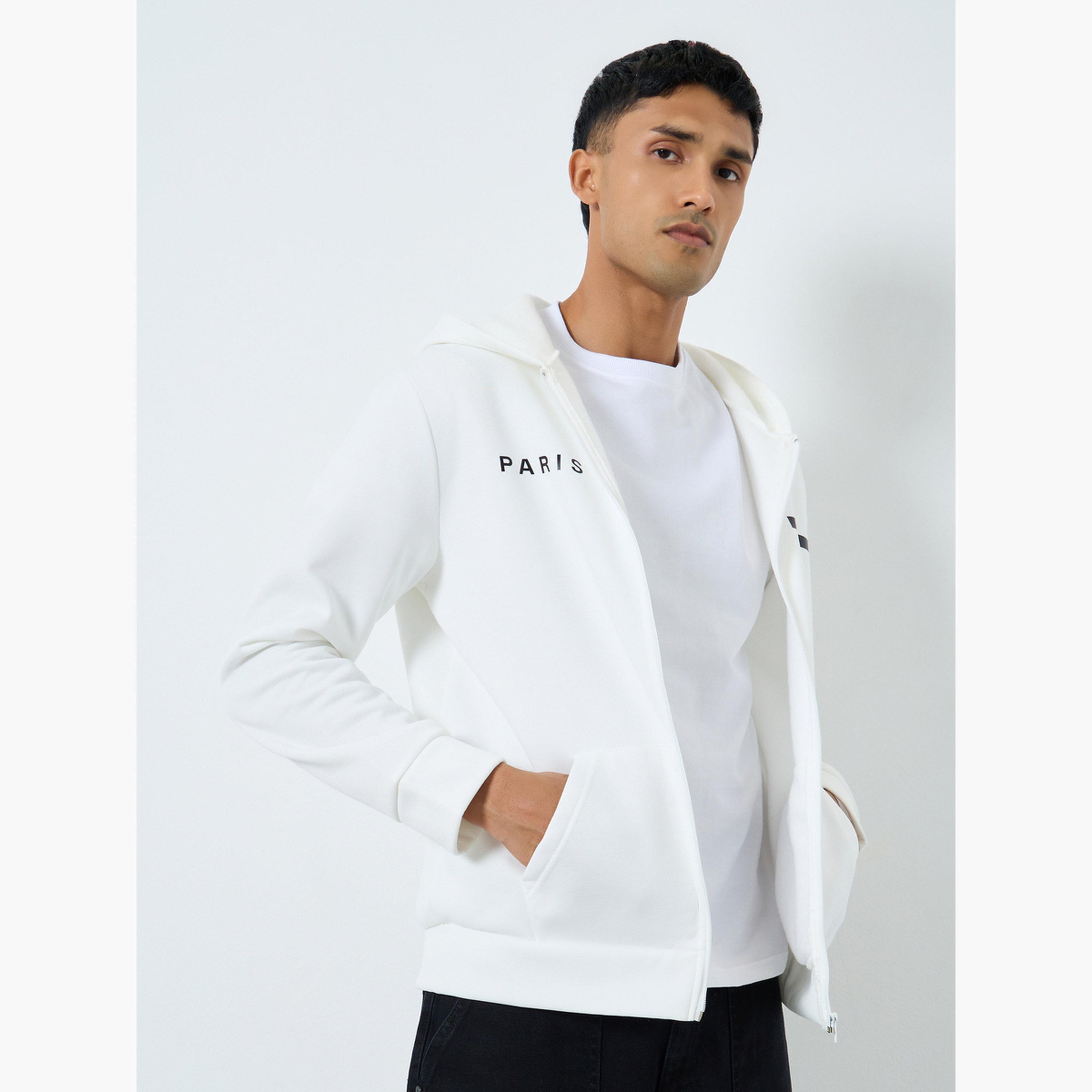 تيك تو - جاكيت رجالي أبيض بسحاب داخلي صوف فليس مع غطاء للرأس-men-winterwear-jacketsandblazers-image-3