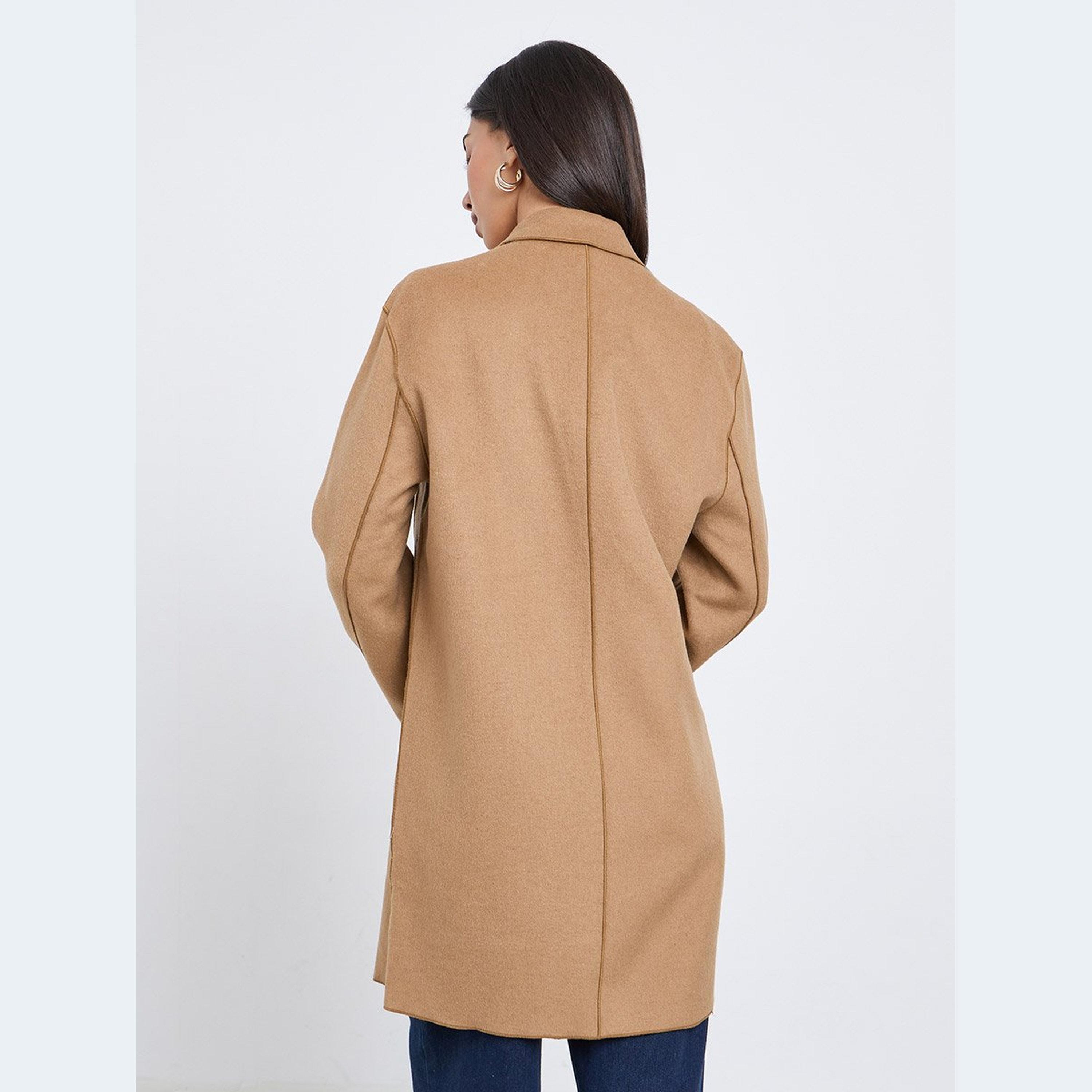 ستايلي - معطف للنساء بني متوسط ​​الطول بأزرار-women-clothing-coatsandjackets-coats-image-4