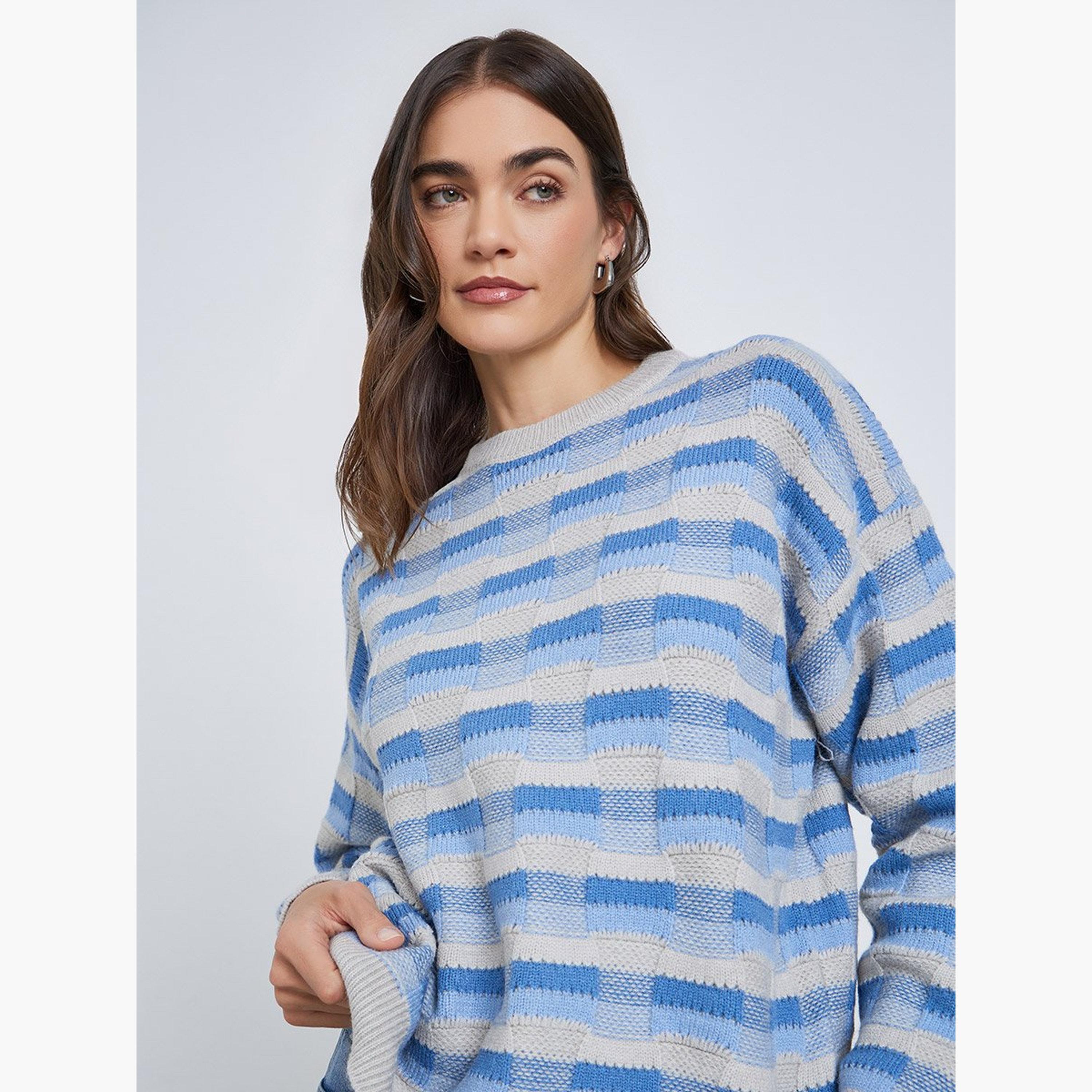 Styli Patterned Knit Dropped Shoulder Sweater-women-winterwear-cardigansandjumpers-jumpers-image-2