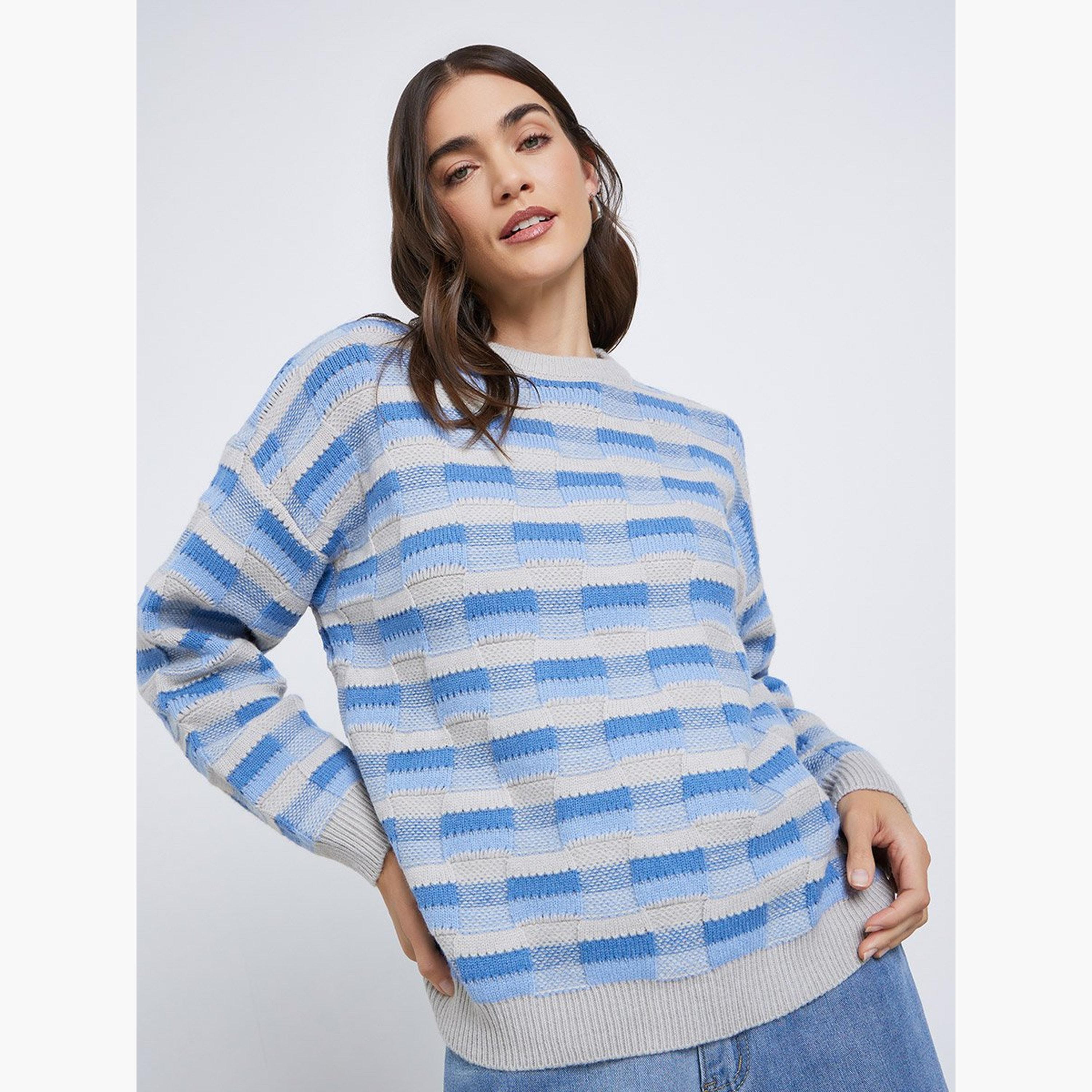 Styli Patterned Knit Dropped Shoulder Sweater-women-winterwear-cardigansandjumpers-jumpers-image-3