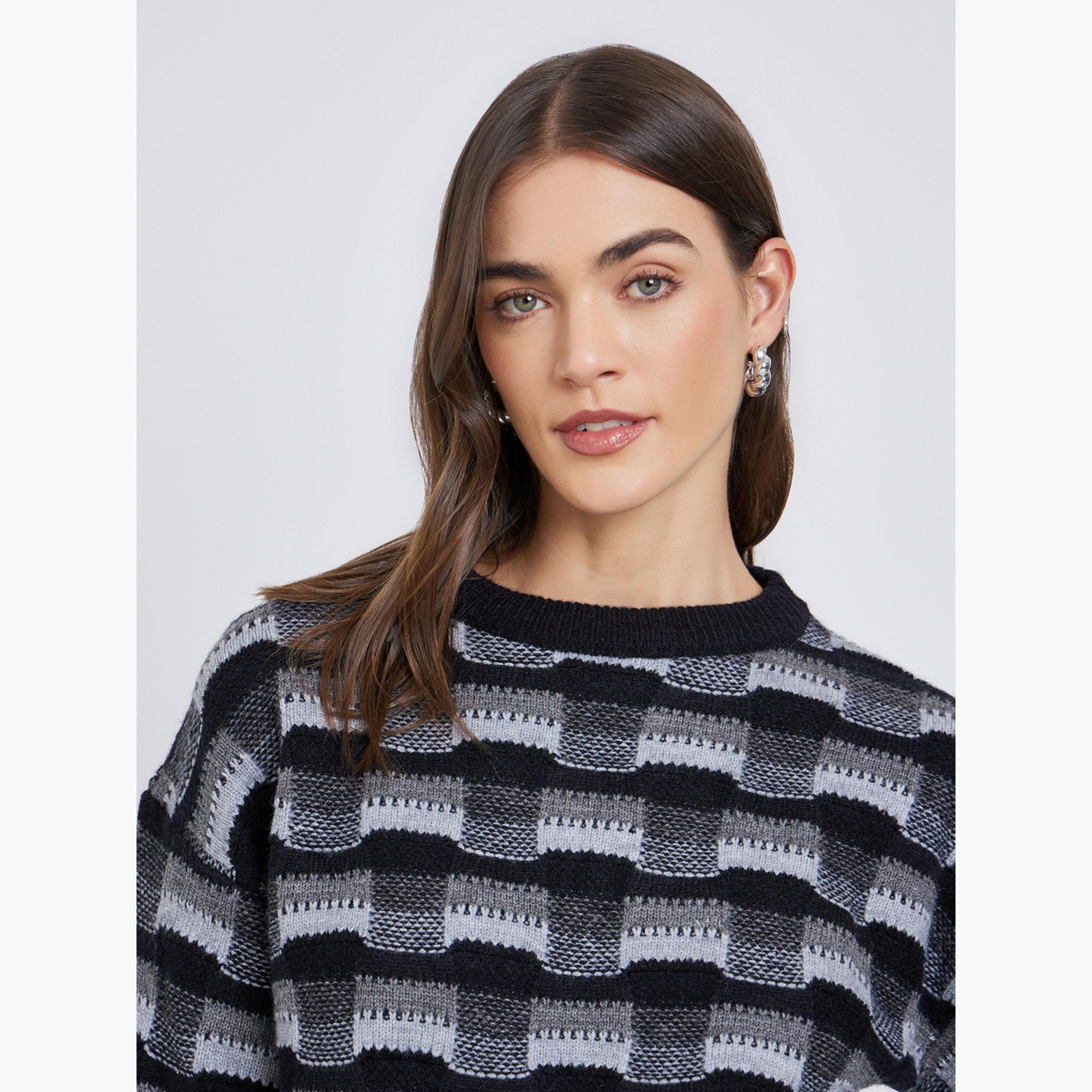 Styli Patterned Knit Dropped Shoulder Sweater-women-winterwear-cardigansandjumpers-jumpers-image-4