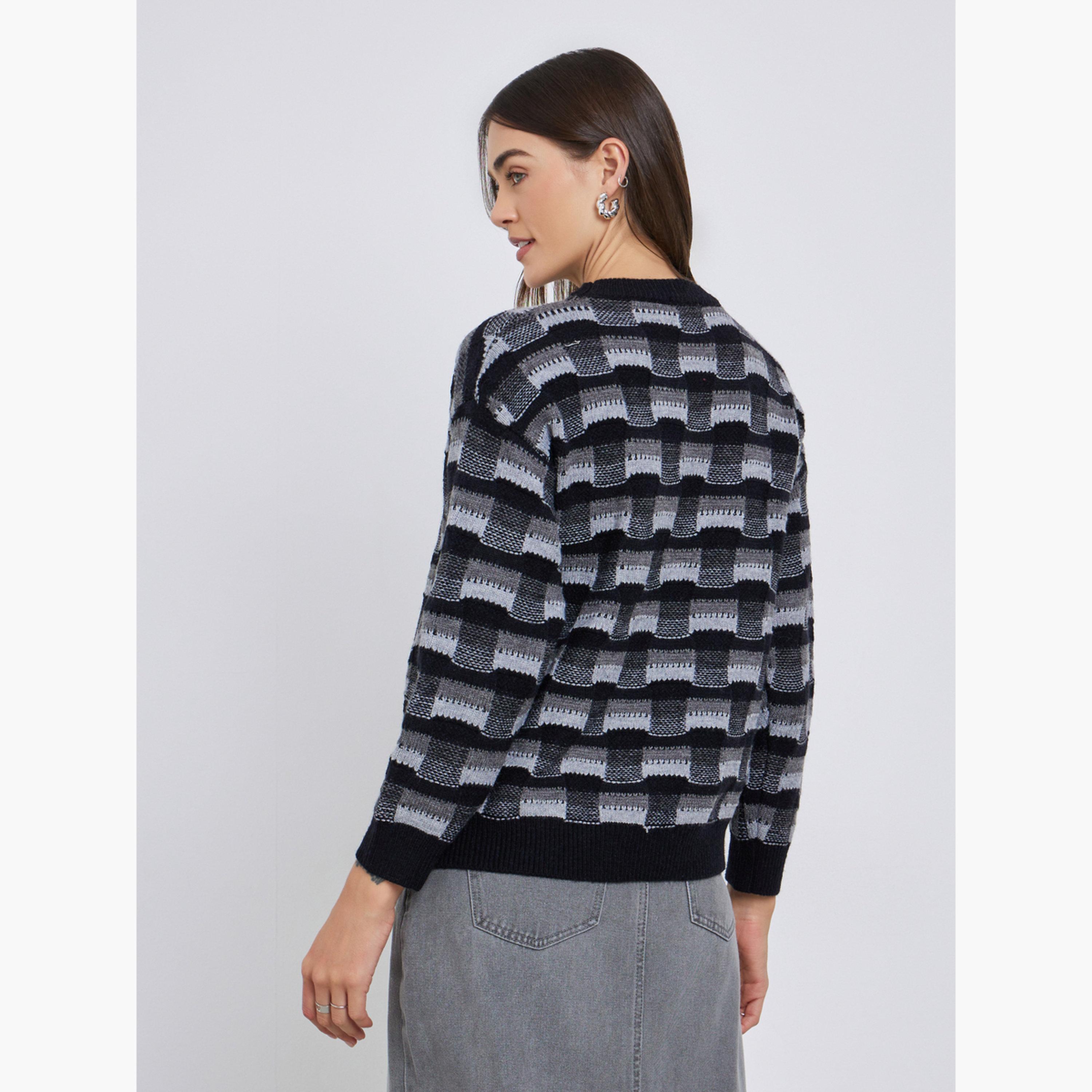 Styli Patterned Knit Dropped Shoulder Sweater-women-winterwear-cardigansandjumpers-jumpers-image-5
