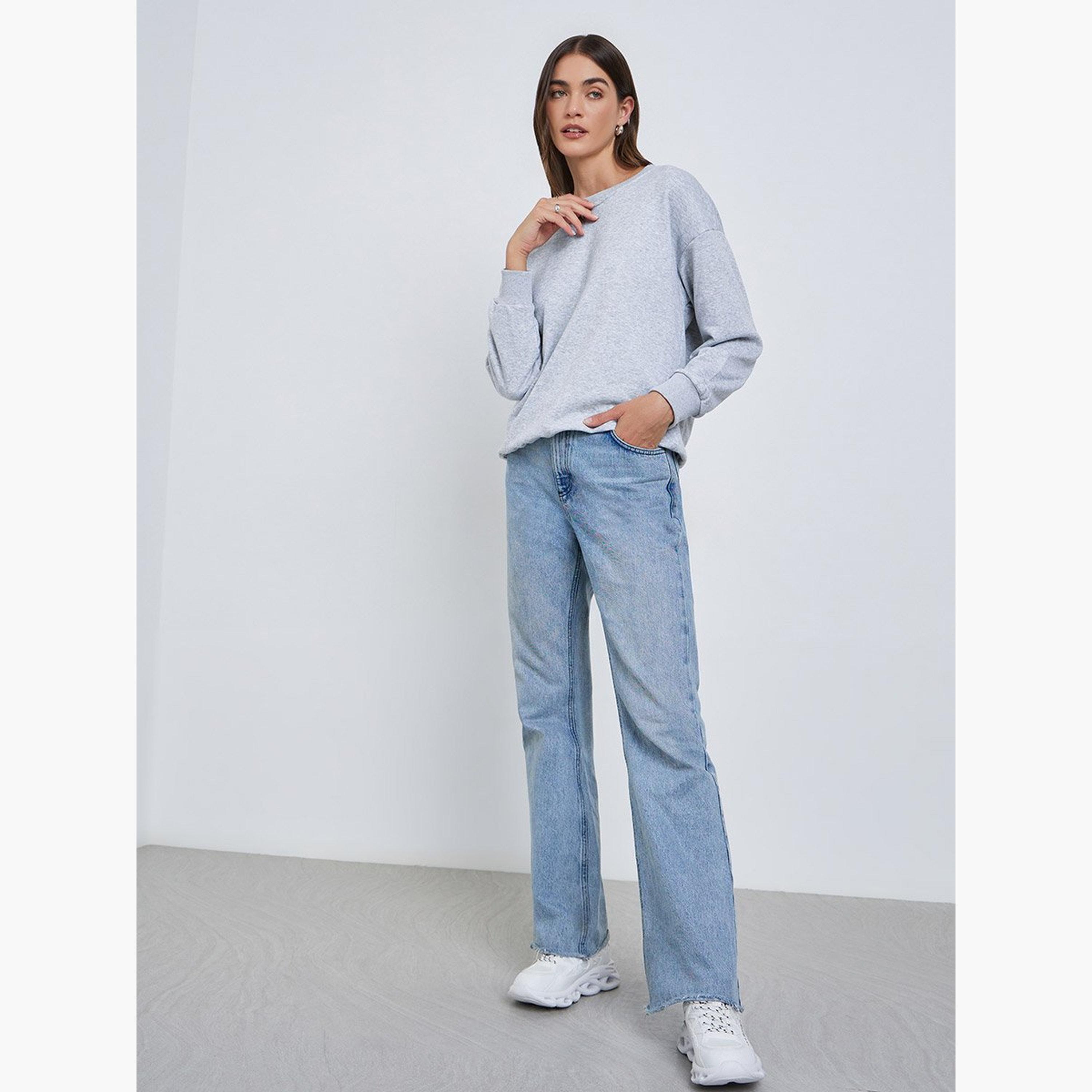 Styli Solid Round Neck Long Sleeves Women's Sweatshirt-women-winterwear-hoodiesandsweatshirts-sweatshirts-image-2