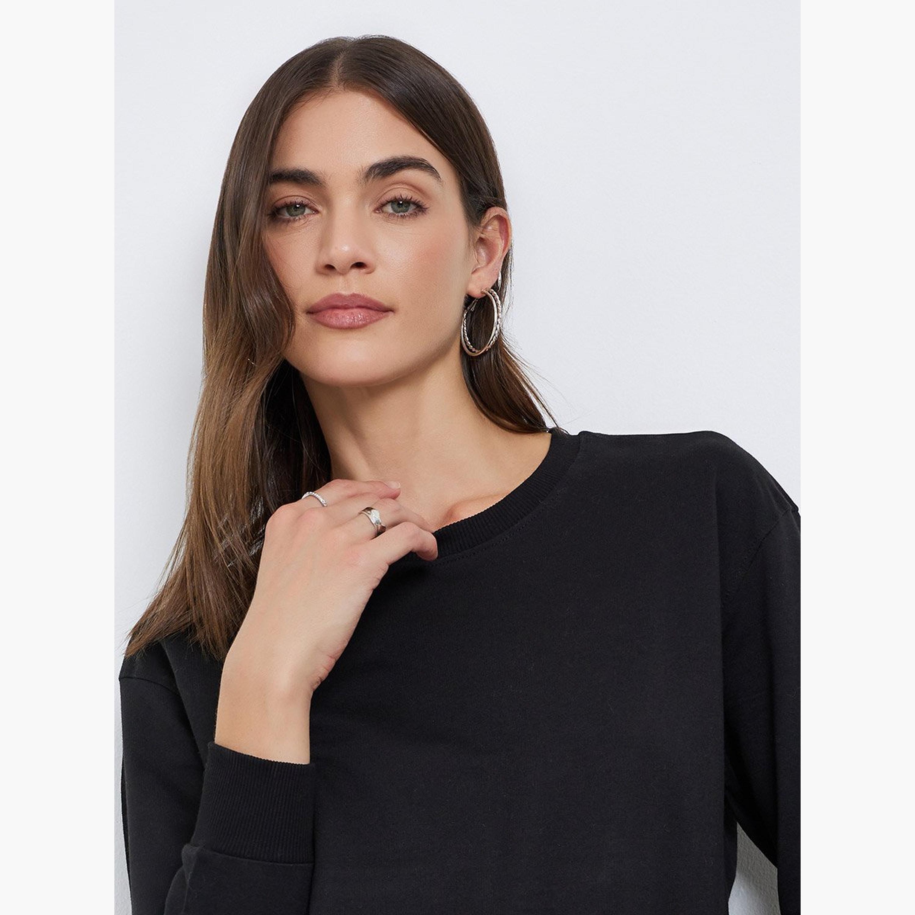 Styli Solid Round Neck Long Sleeves Women's Sweatshirt-women-clothing-hoodiesandsweatshirts-sweatshirts-image-3