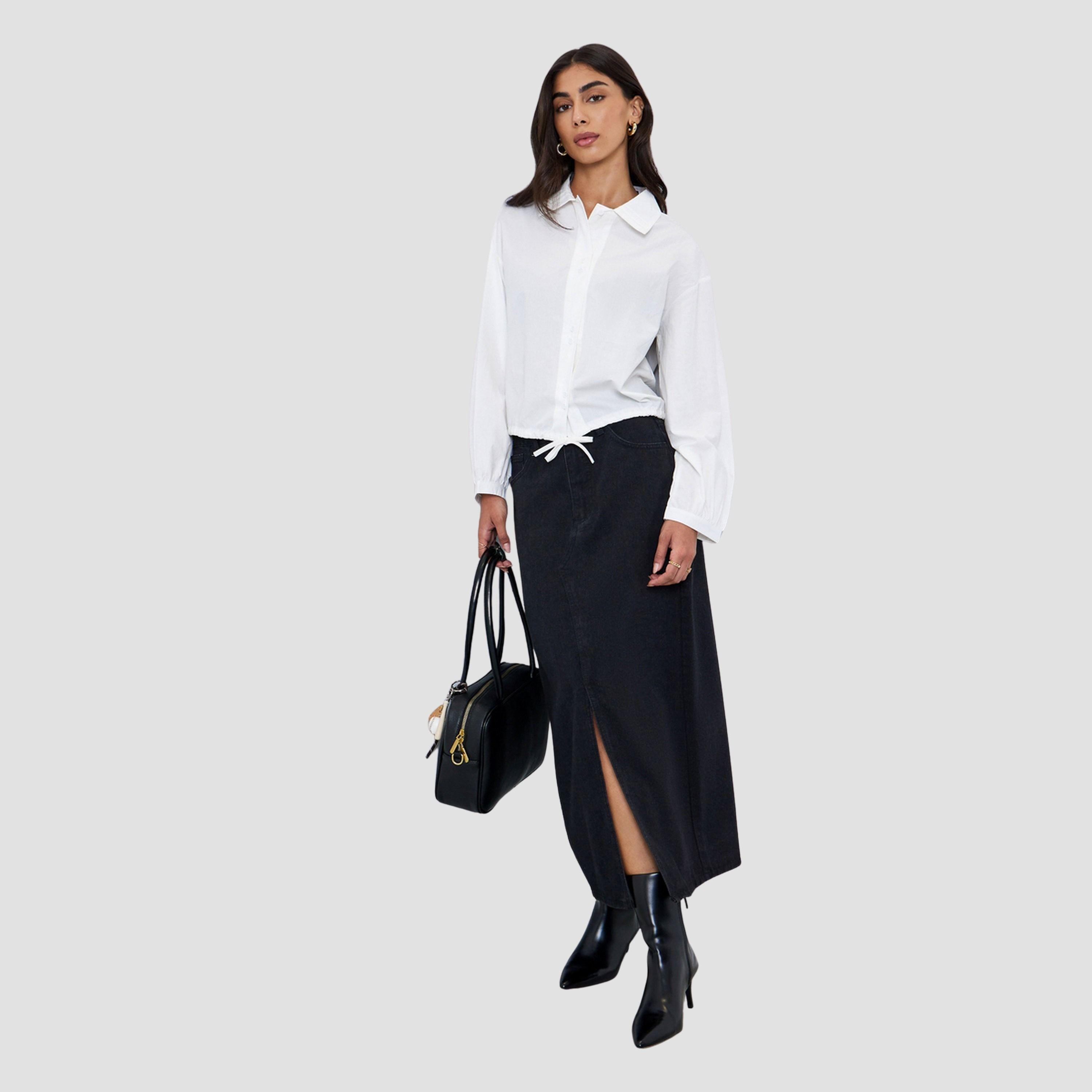 ستايلي - قميص أبيض كاجوال مع أزرار للنساء-women-clothing-shirtsandblouses-shirts-image-2