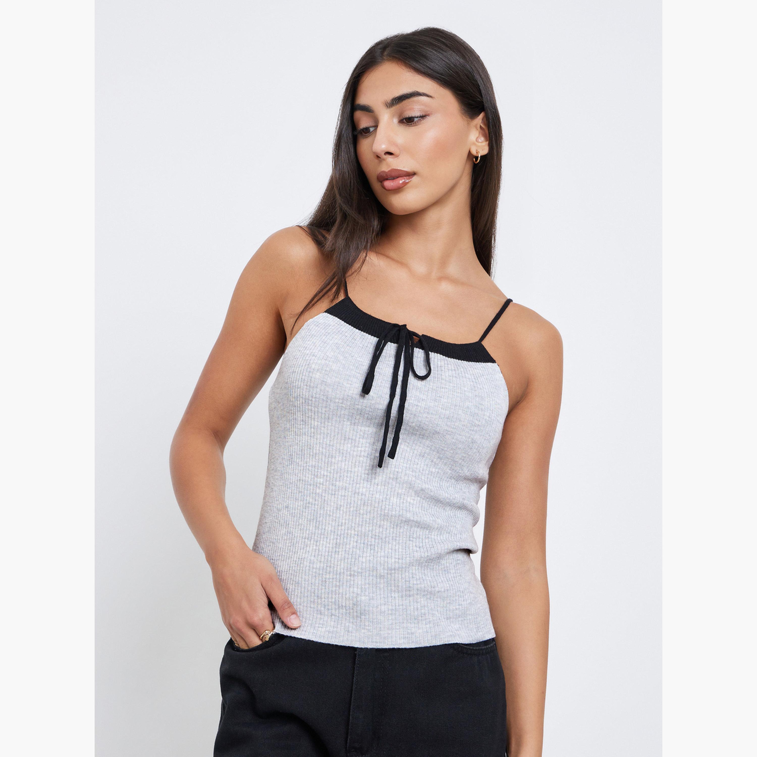 ستايلي - كارديغان محبوك مضلع من قطعتين مع توب للنساء -women-winterwear-cardigansandjumpers-cardigans-image-3