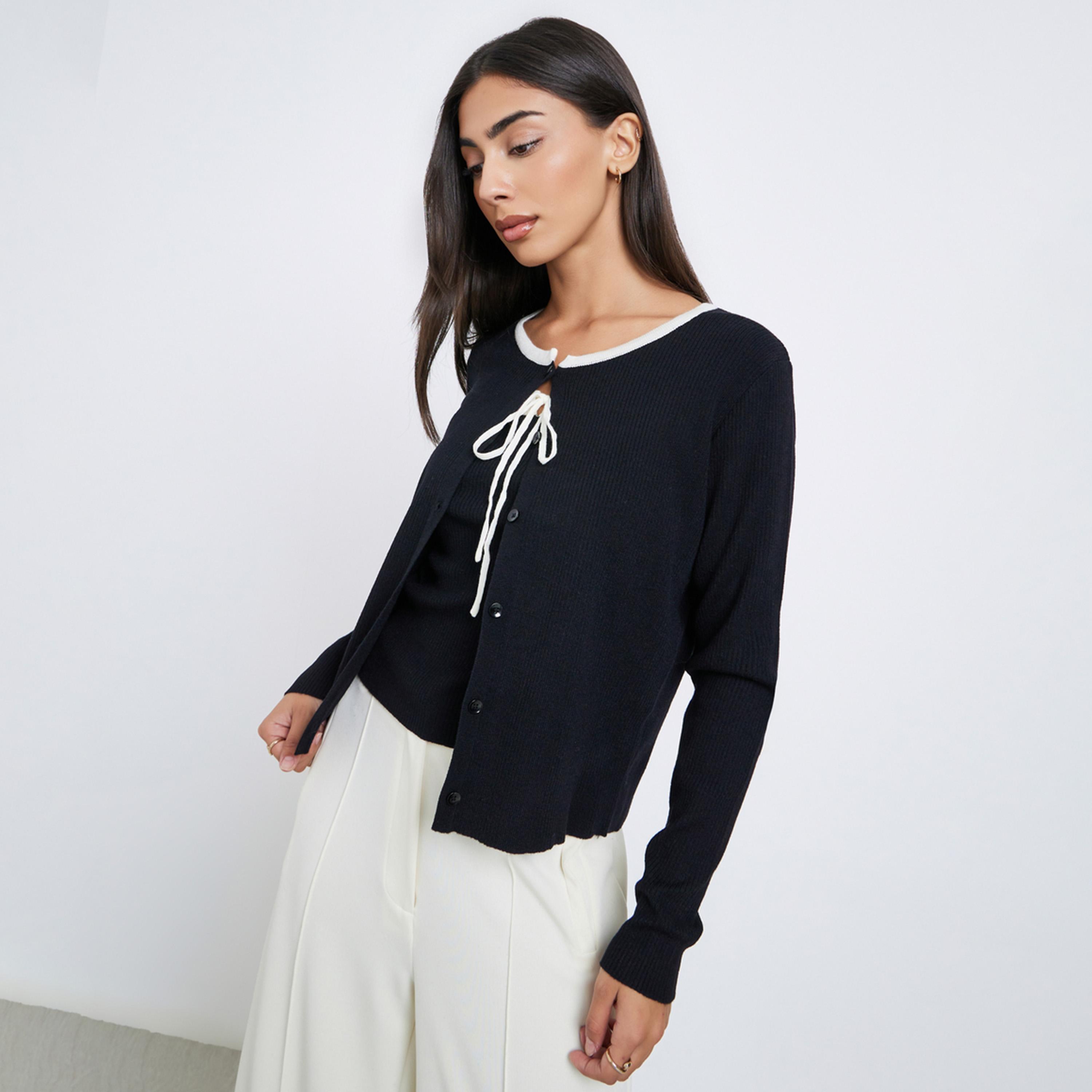 Styli 2-Piece Ribbed Knit Cardigan with Cami-women-winterwear-cardigansandjumpers-jumpers-image-1
