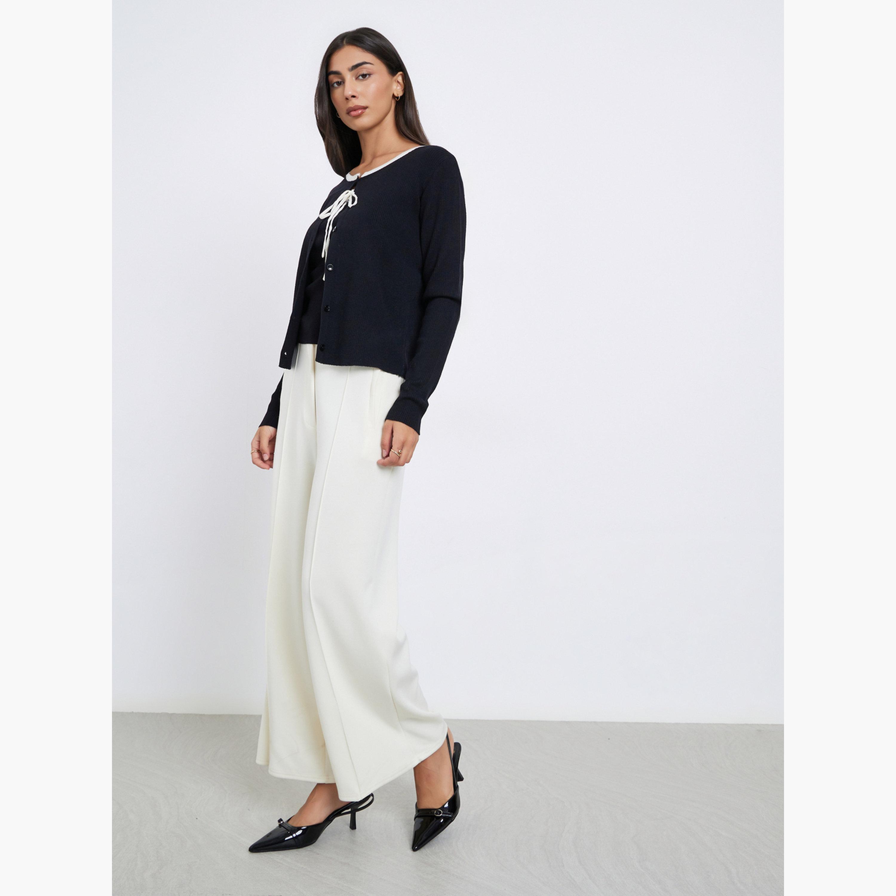 ستايلي - طقم قطعتين كارديغان محبوك مضلع مع توب-women-winterwear-cardigansandjumpers-jumpers-image-2