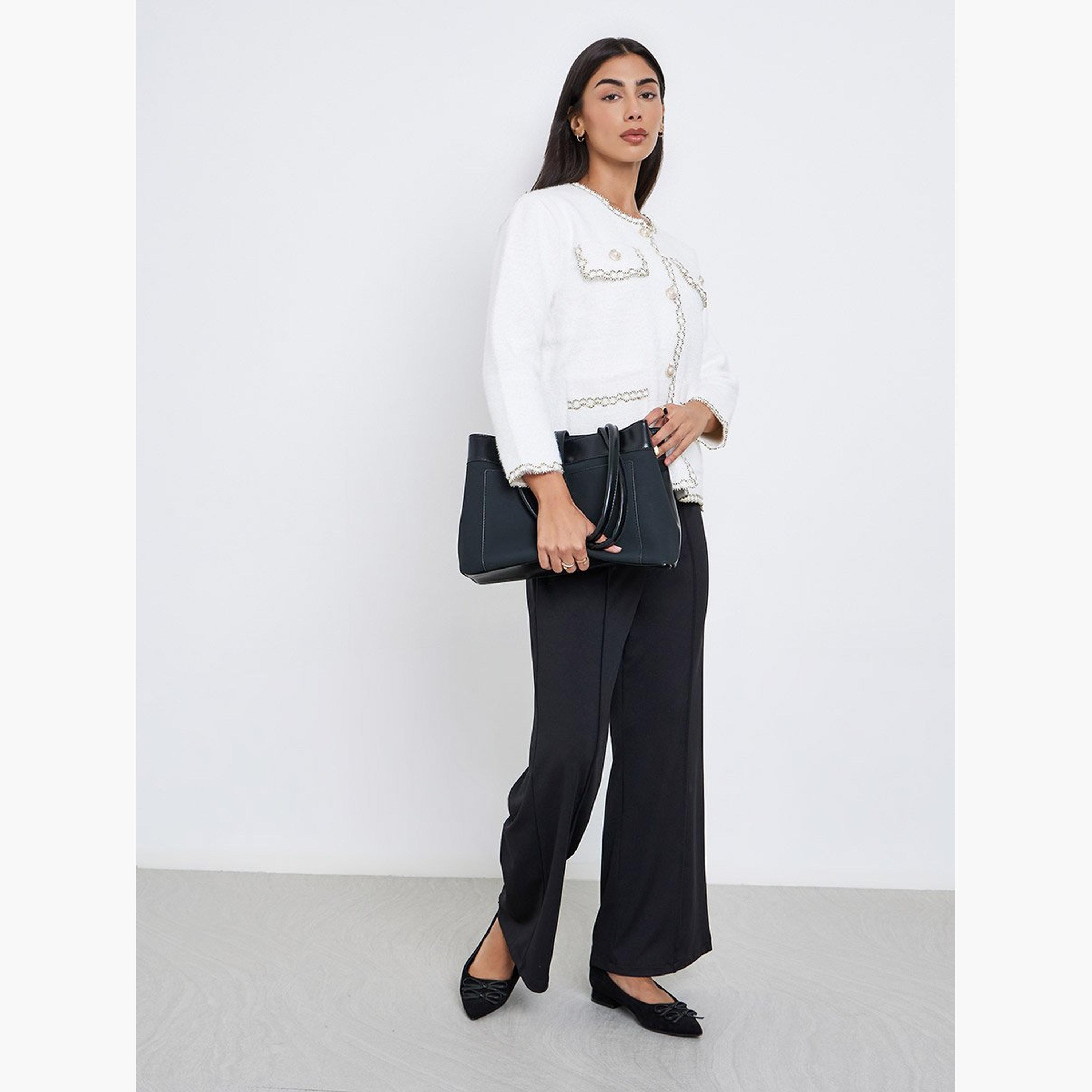 ستايلي - كارديغان أبيض مزين بالفرو-women-winterwear-cardigansandjumpers-cardigans-image-2