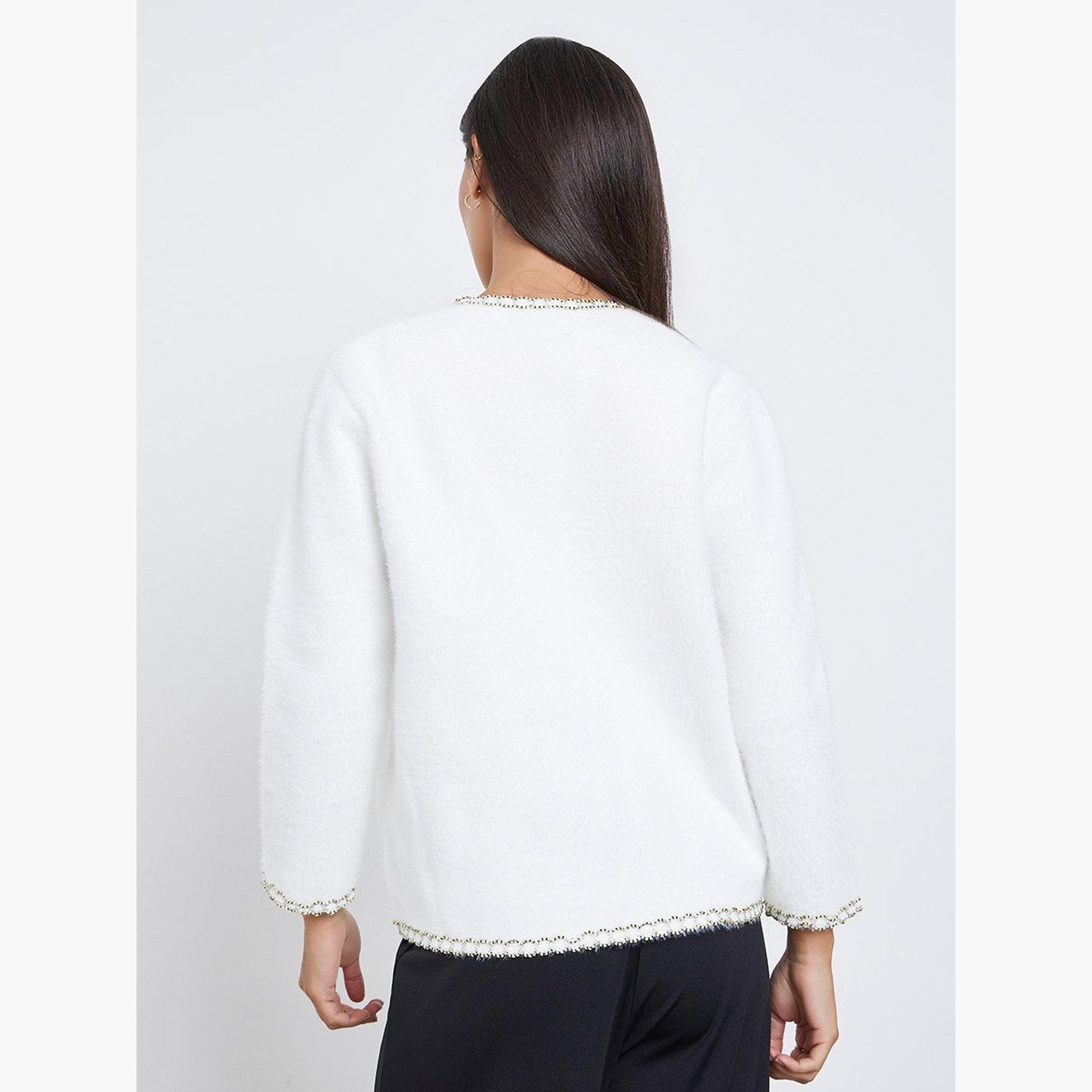 ستايلي - كارديغان أبيض مزين بالفرو-women-winterwear-cardigansandjumpers-cardigans-image-4