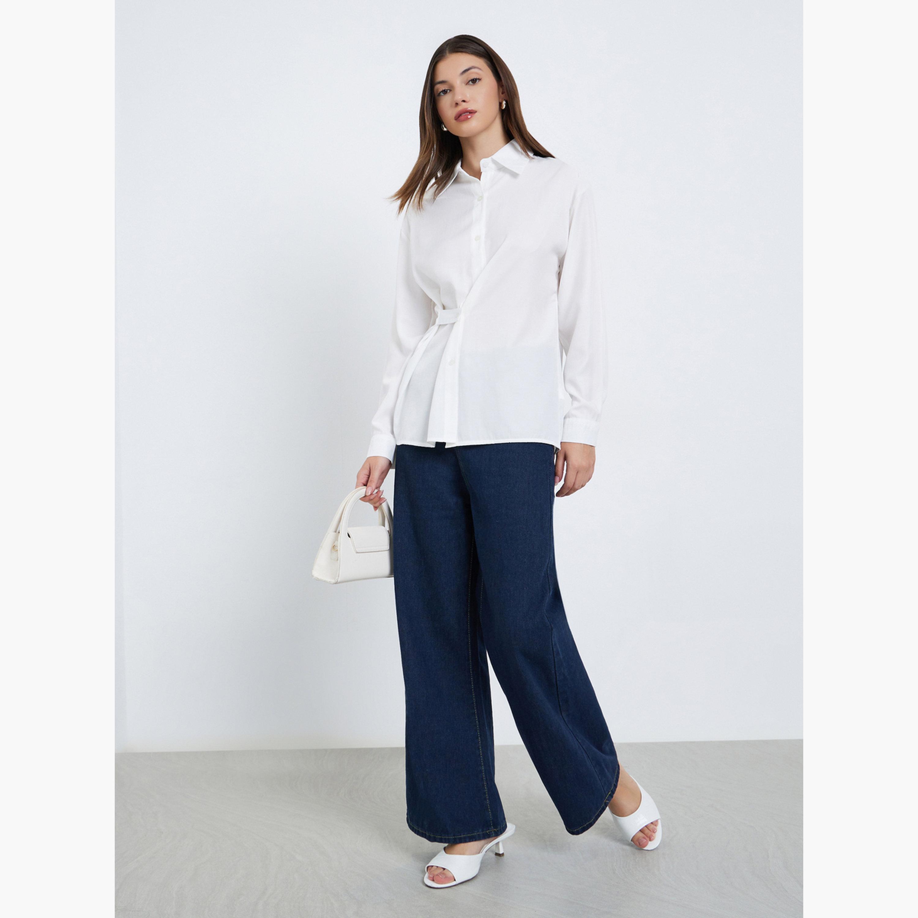 ستايلي - قميص أبيض بأكمام طويلة-women-clothing-shirtsandblouses-shirts-image-2