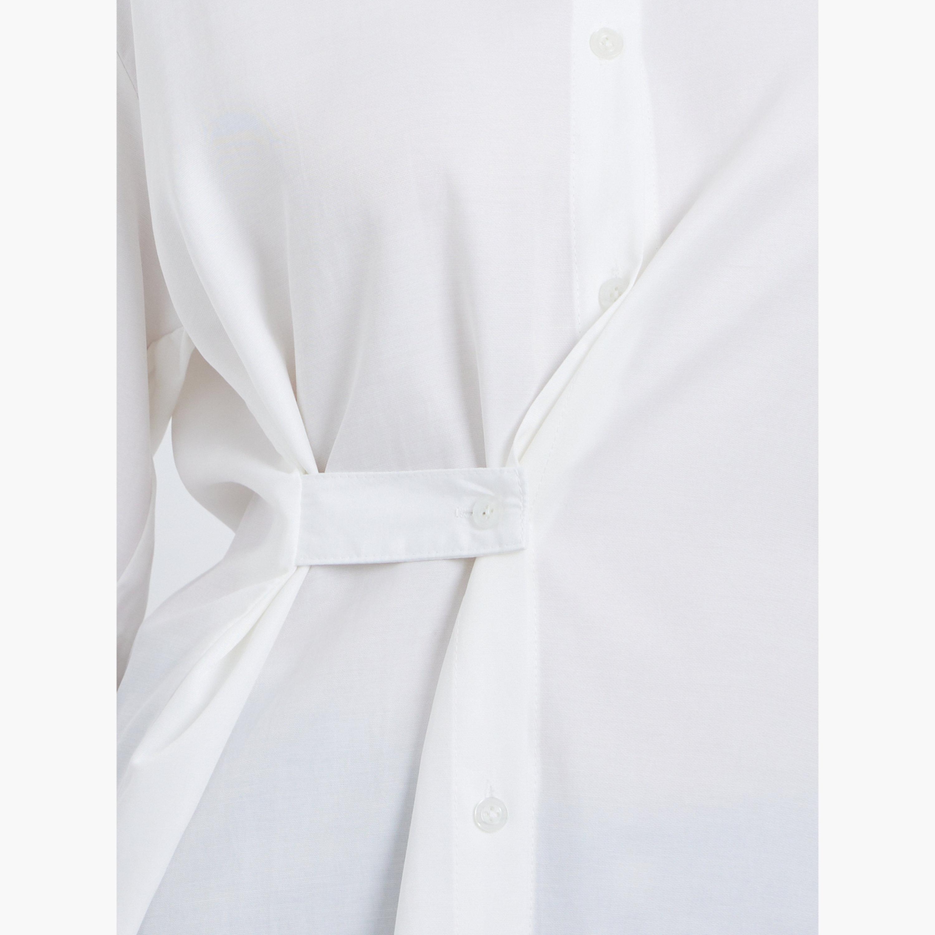 Styli White Long Sleeve Wrap Shirt-women-clothing-shirtsandblouses-shirts-image-3