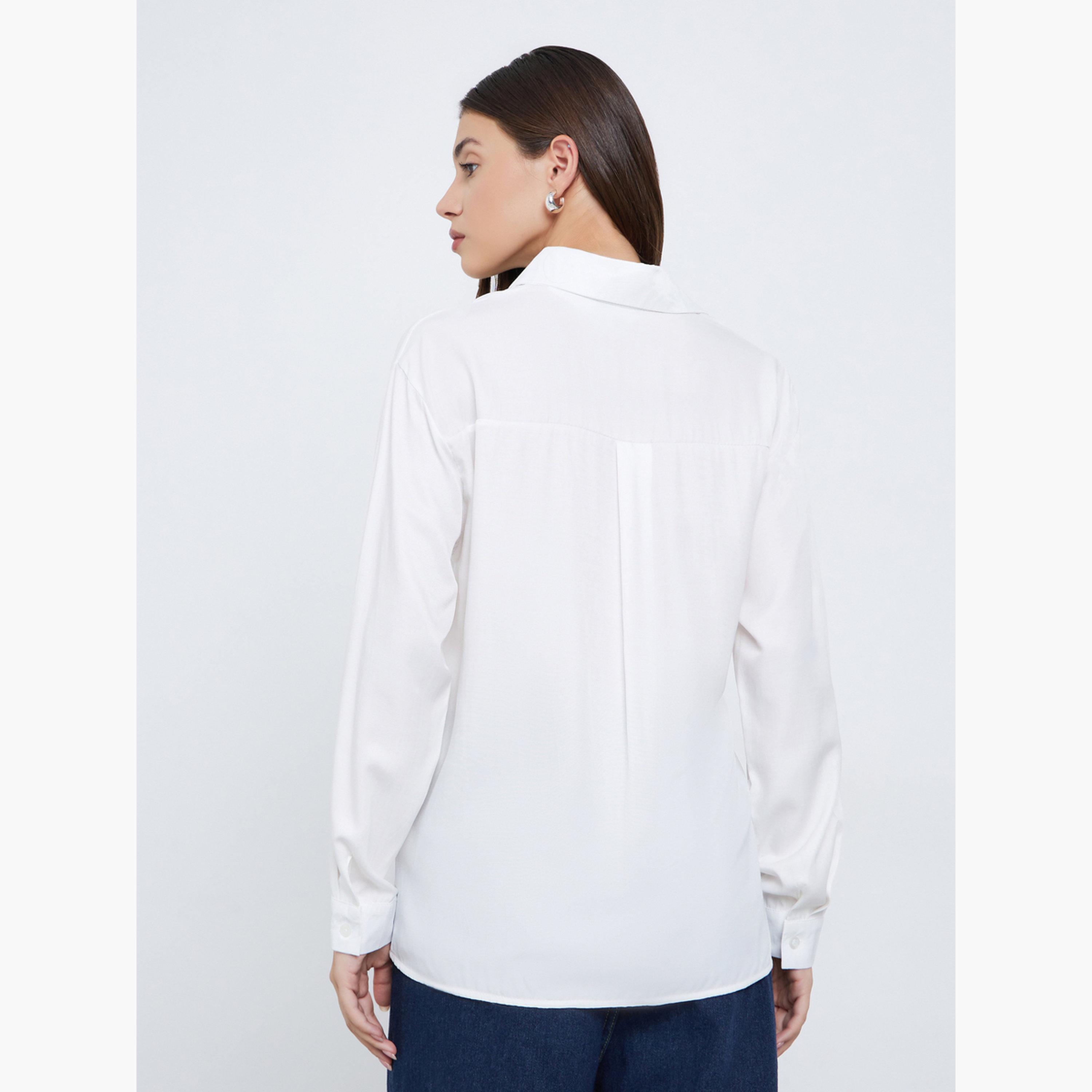 Styli White Long Sleeve Wrap Shirt-women-clothing-shirtsandblouses-shirts-image-4