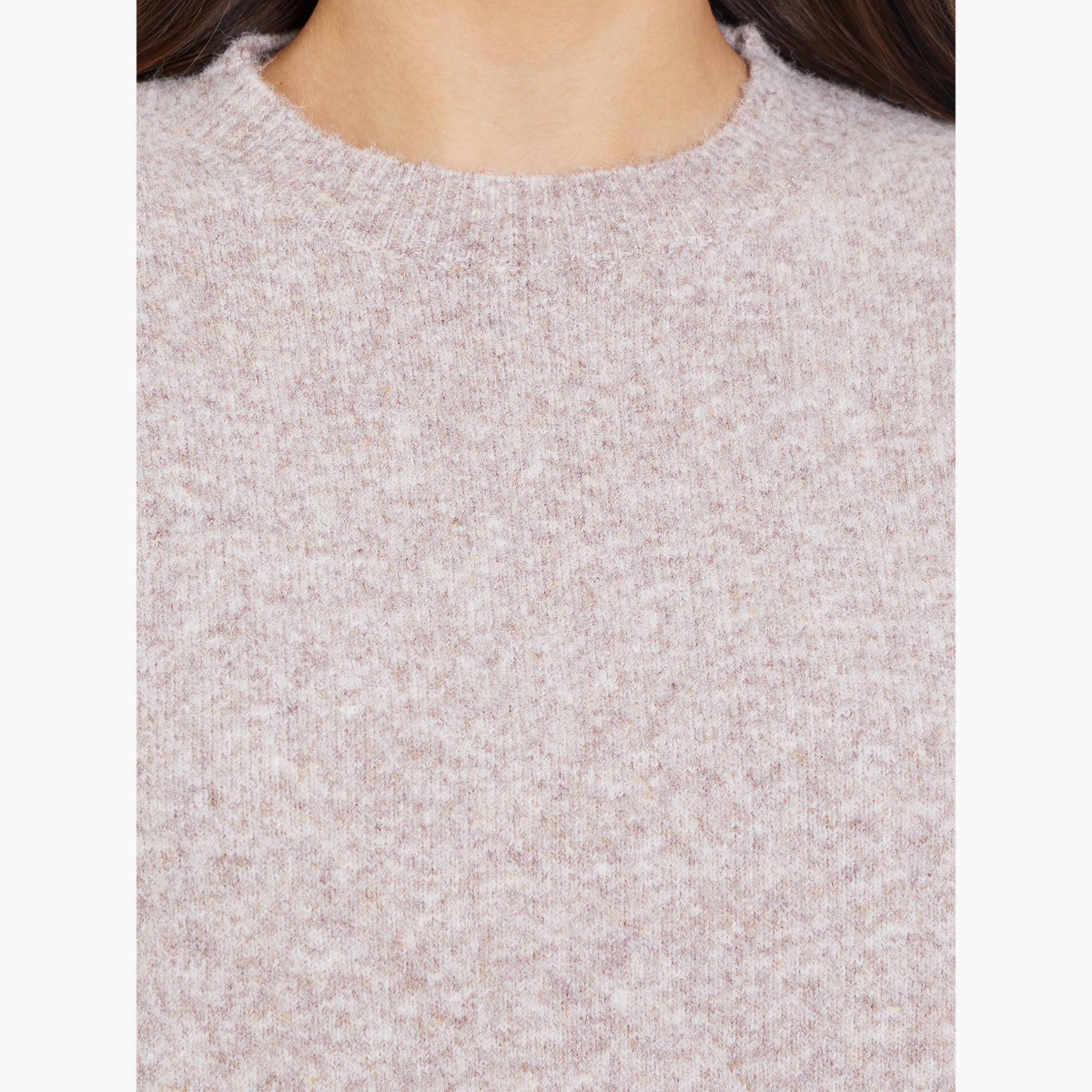 Styli Solid Regular Fit Round Neck Long Sleeves Regular Length Women's Sweater with Scarf-women-clothing-hoodiesandsweatshirts-sweatshirts-image-5