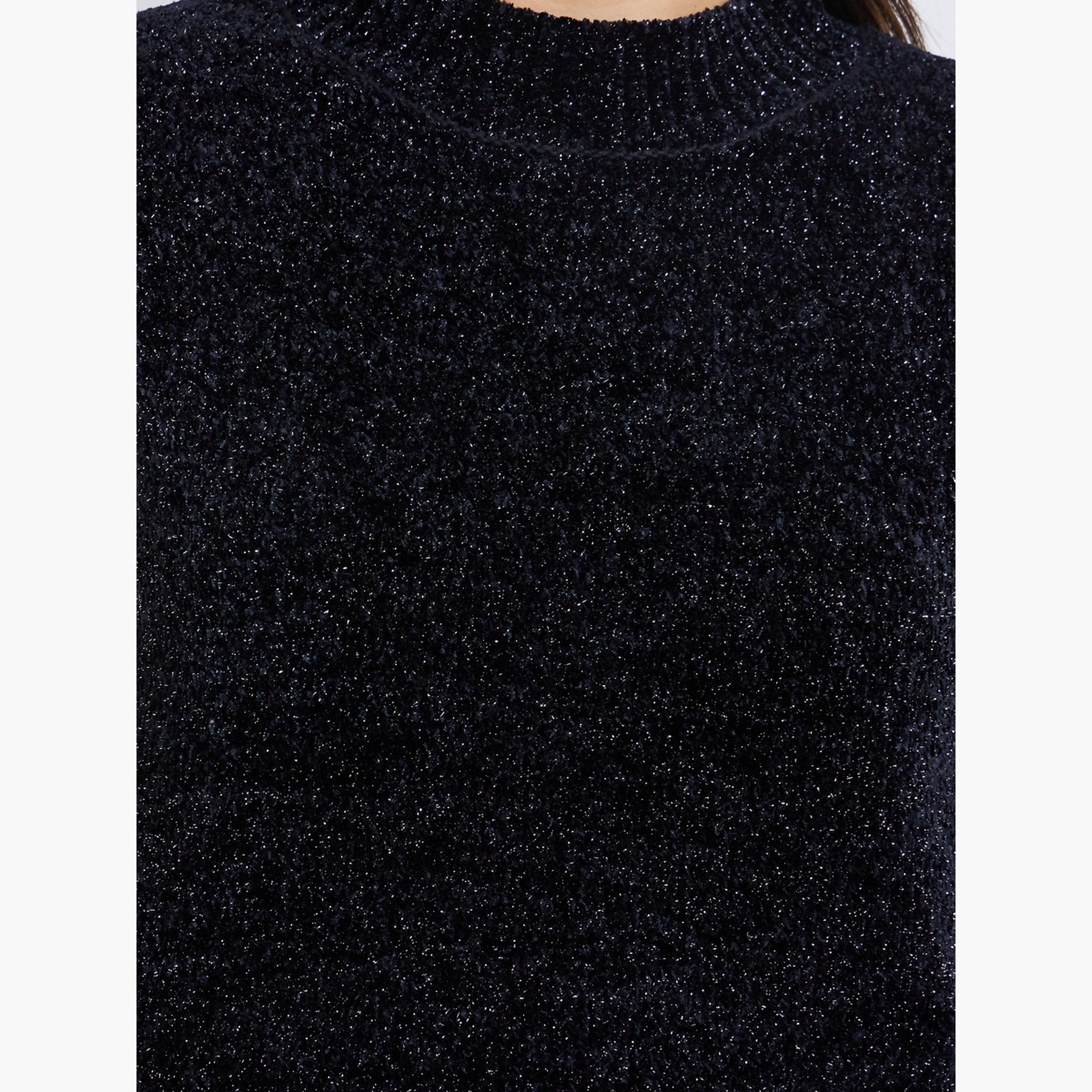 Styli Lurex Yarn Regular Fit High Neck Long Sleeves Regular Length Women's Sweater-women-winterwear-cardigansandjumpers-jumpers-image-4