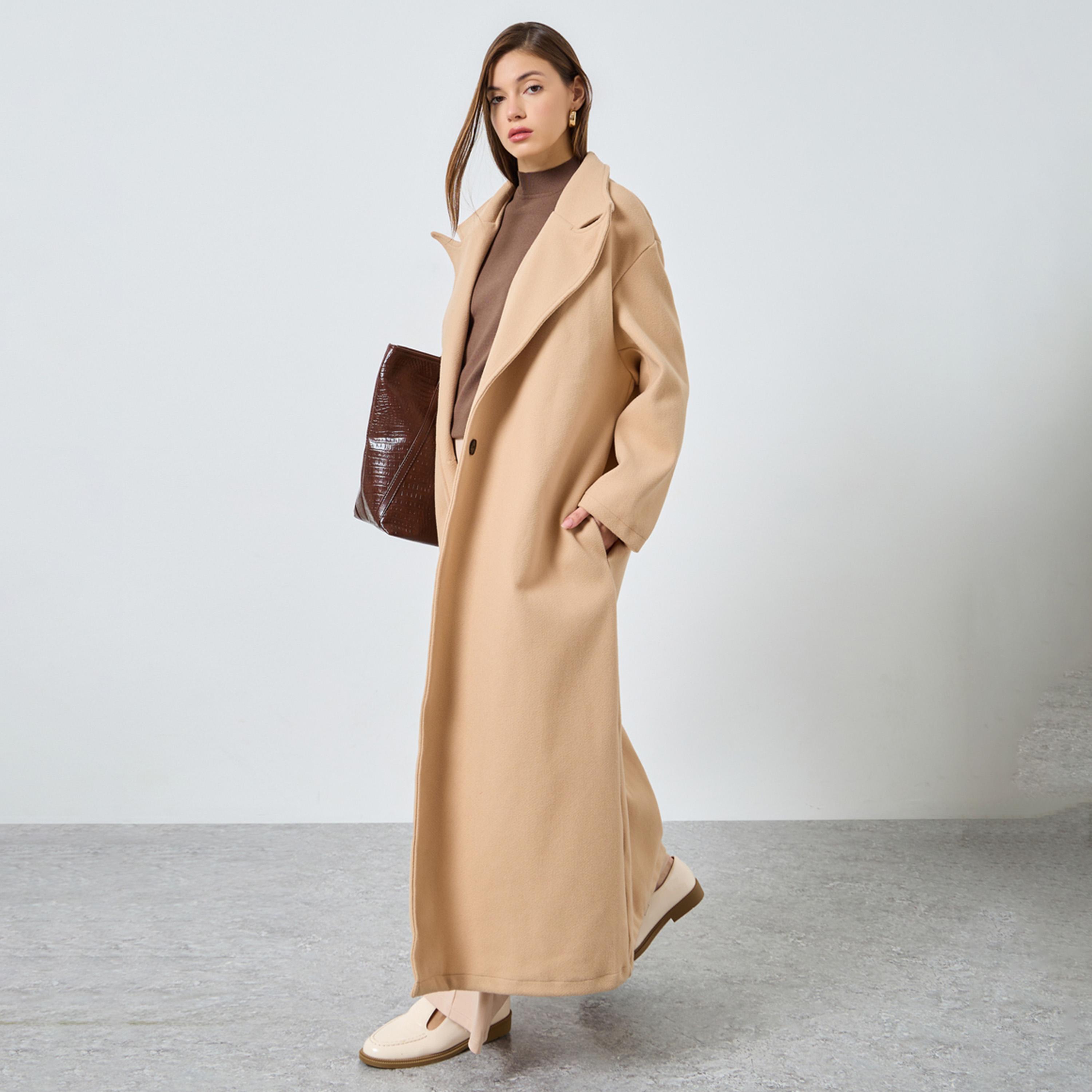ستايلي - معطف ماكسي حجم كبير من الصوف لون بيج-women-clothing-coatsandjackets-coats-image-1