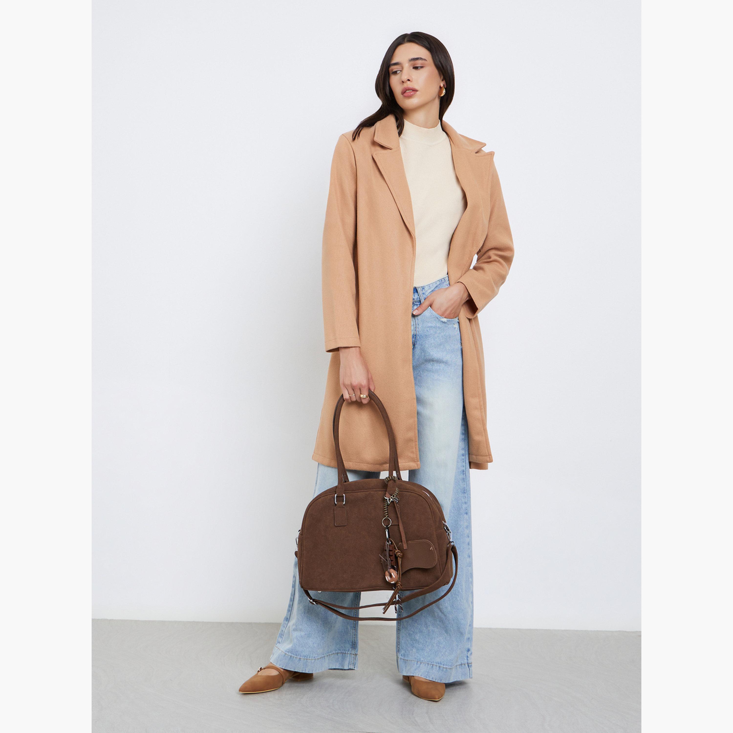 Styli Beige Regular Fit Wool Like Belted Coat-women-clothing-coatsandjackets-coats-image-2