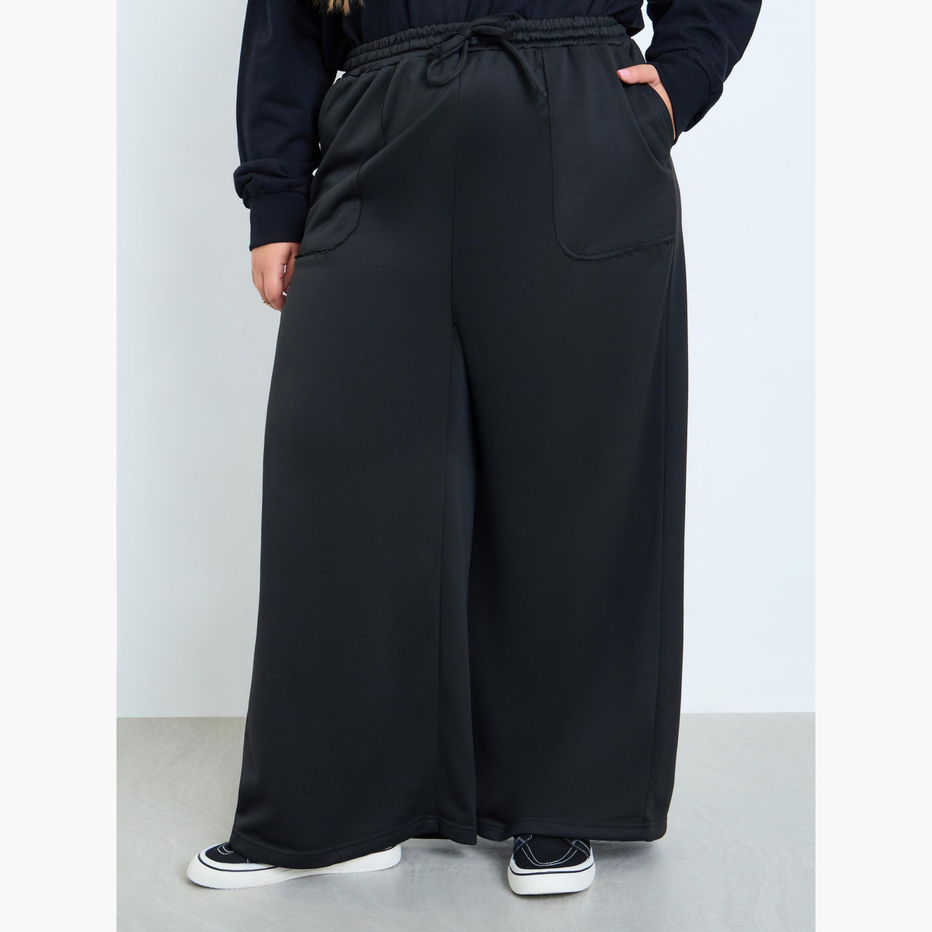 Styli Plus Size Wide Leg Knit Joggers-women-clothing-bottoms-joggers-image-1