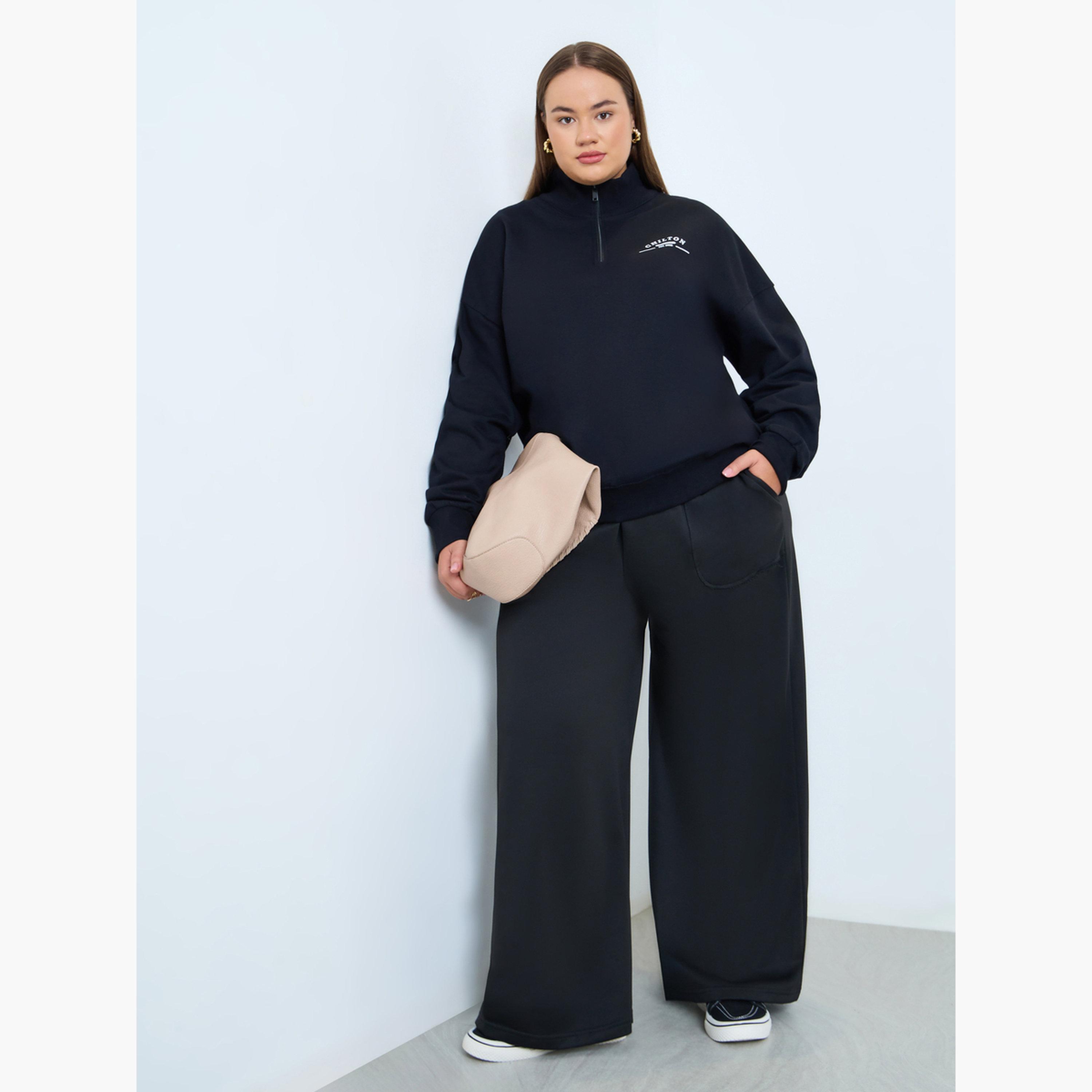 Styli Plus Size Wide Leg Knit Joggers-women-clothing-bottoms-joggers-image-2