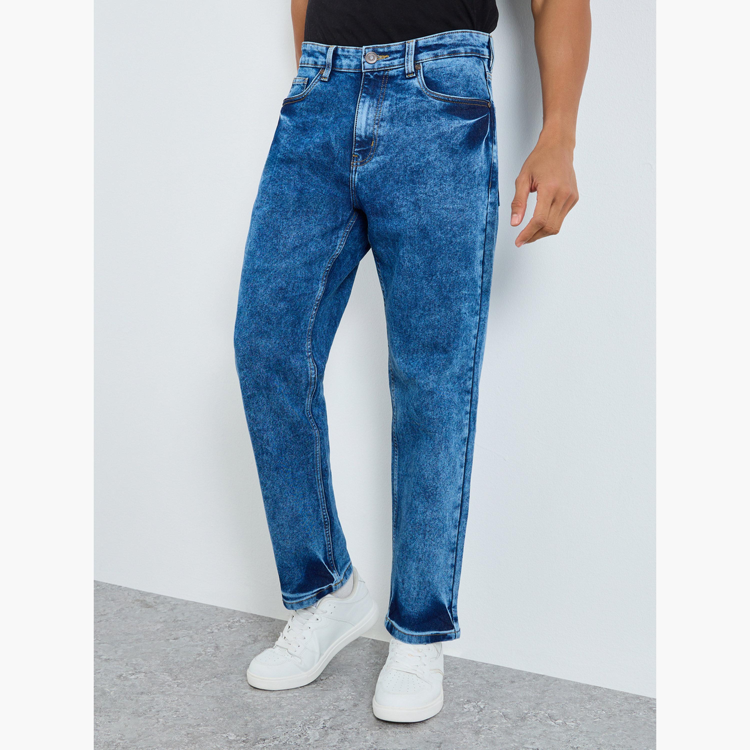 Styli Men Blue Pastel Wash Relaxed Fit Jeans-men-clothing-bottoms-jeans-image-1